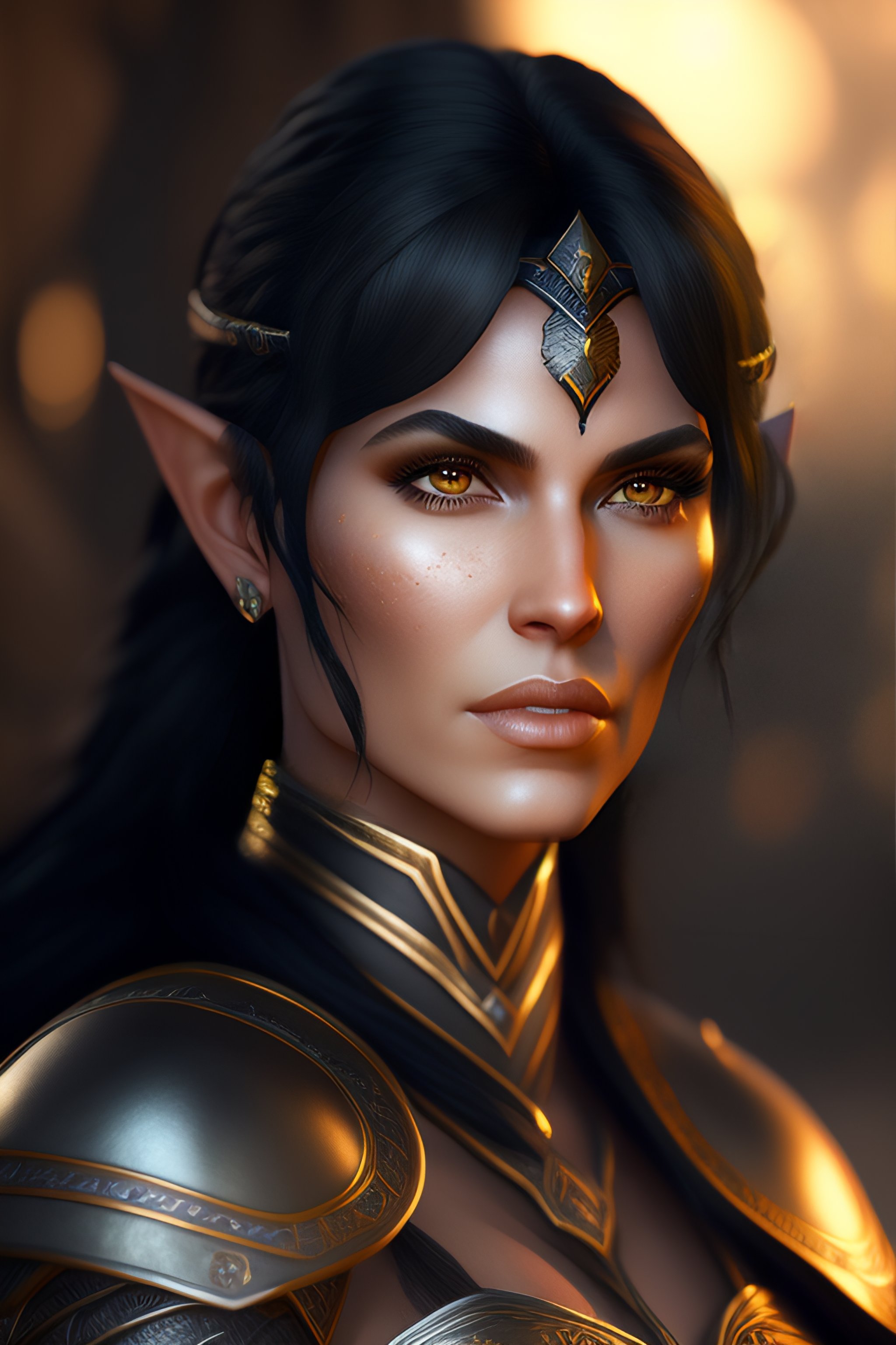 Lexica - Dungeons and dragons female black hair elf amazon xena helmet ...