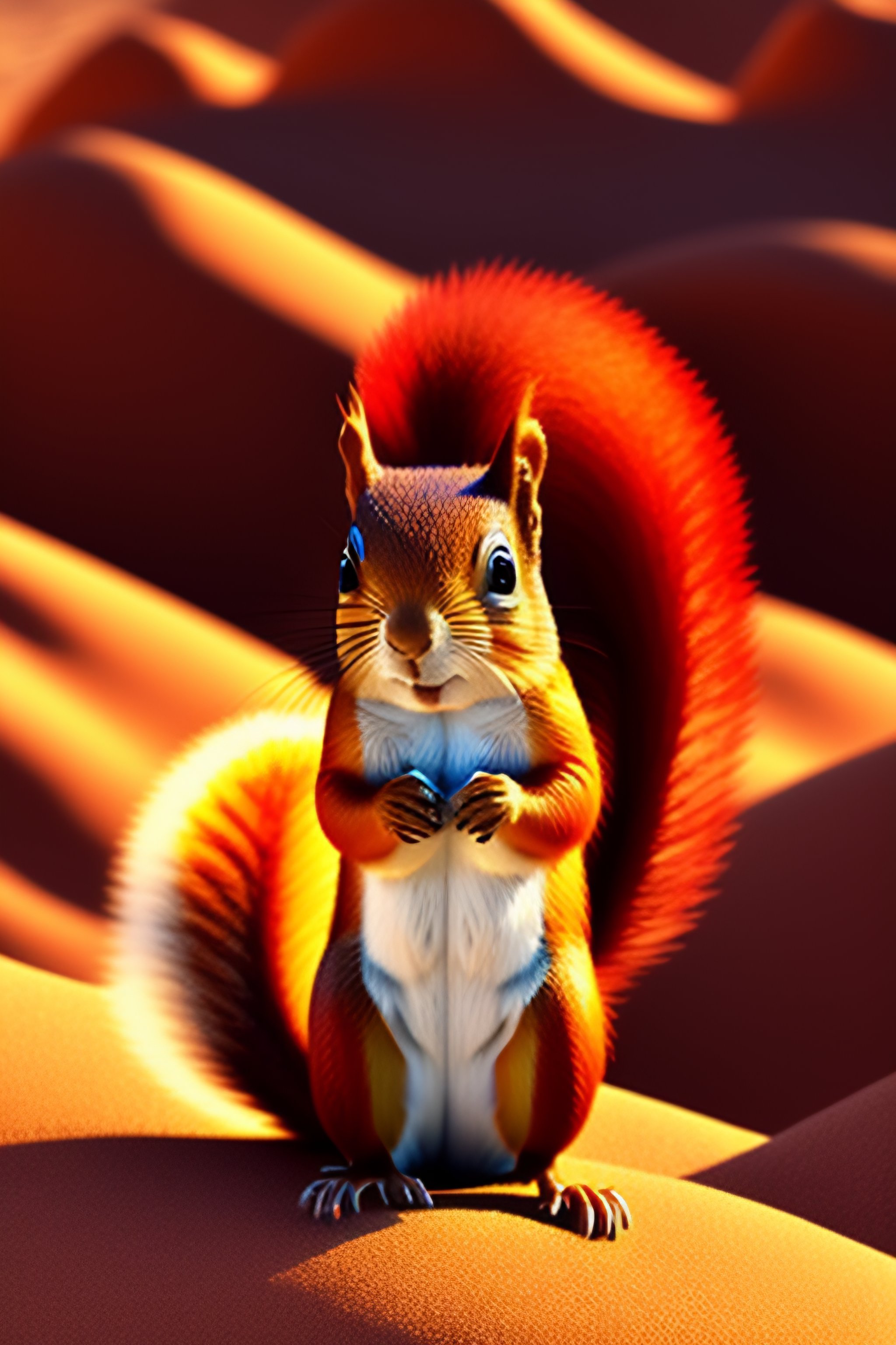 Lexica - Little Red cute squirrel in desert cartoon