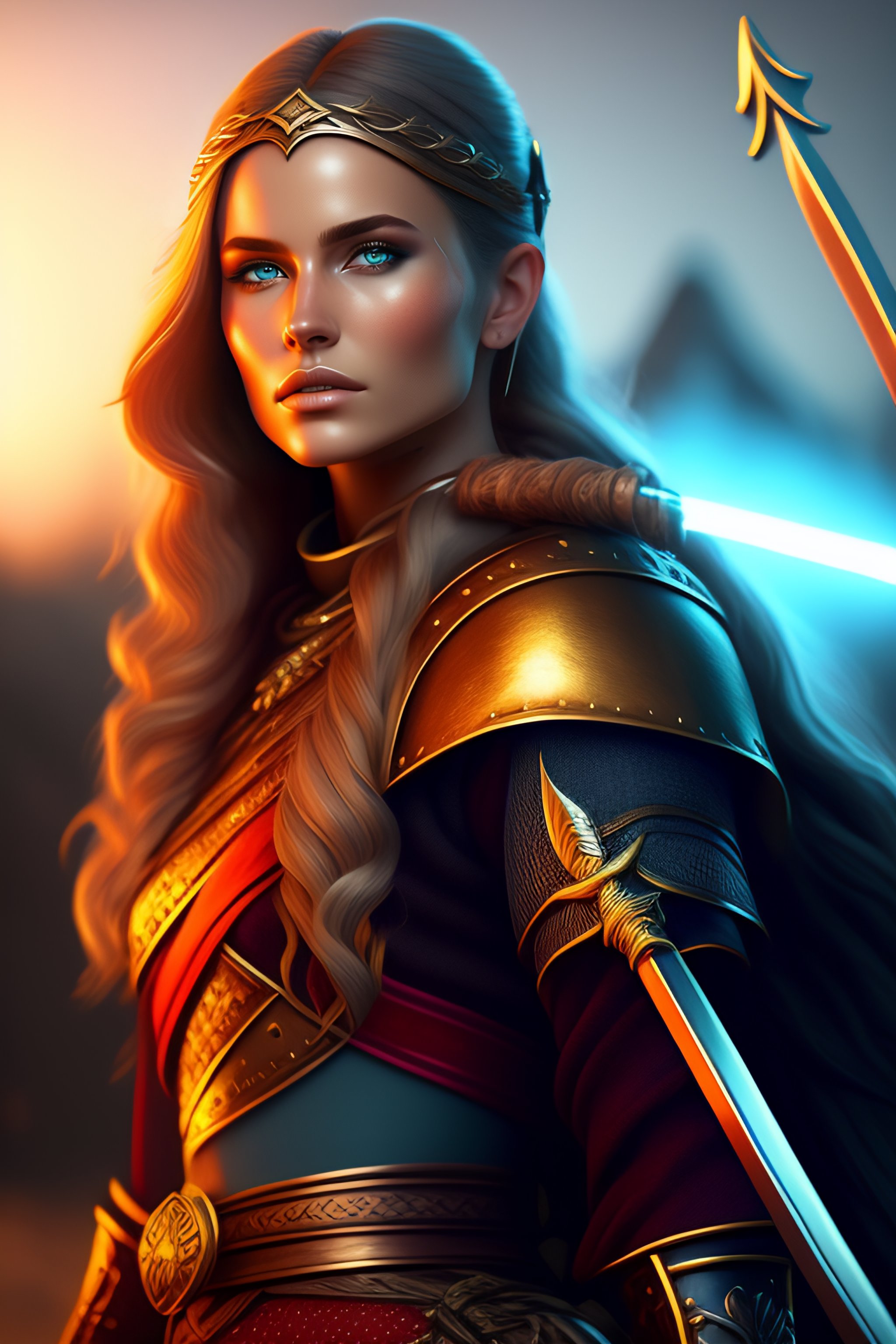 Lexica UI landing page for NFT viking girls modern colors viking girl