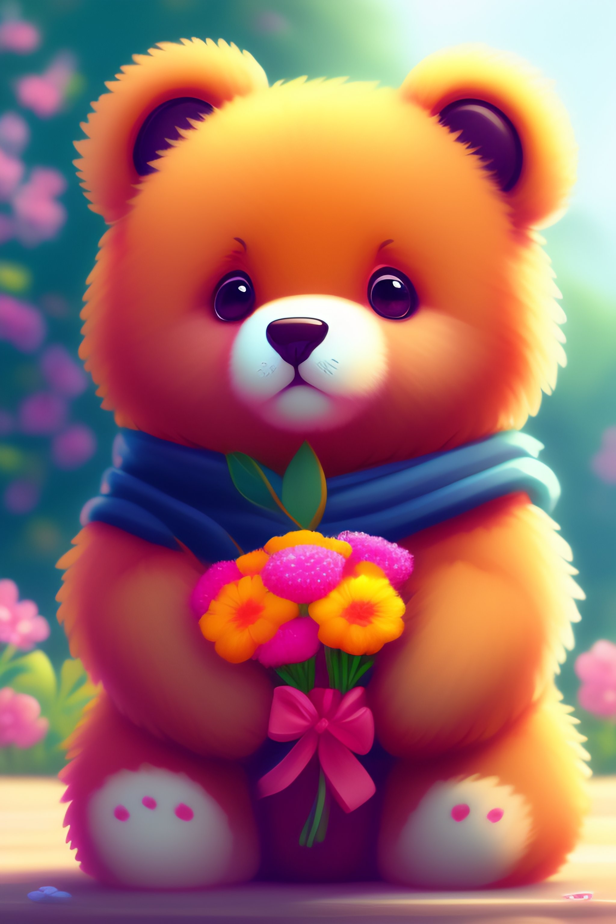 cute images of teddy bears with flowers