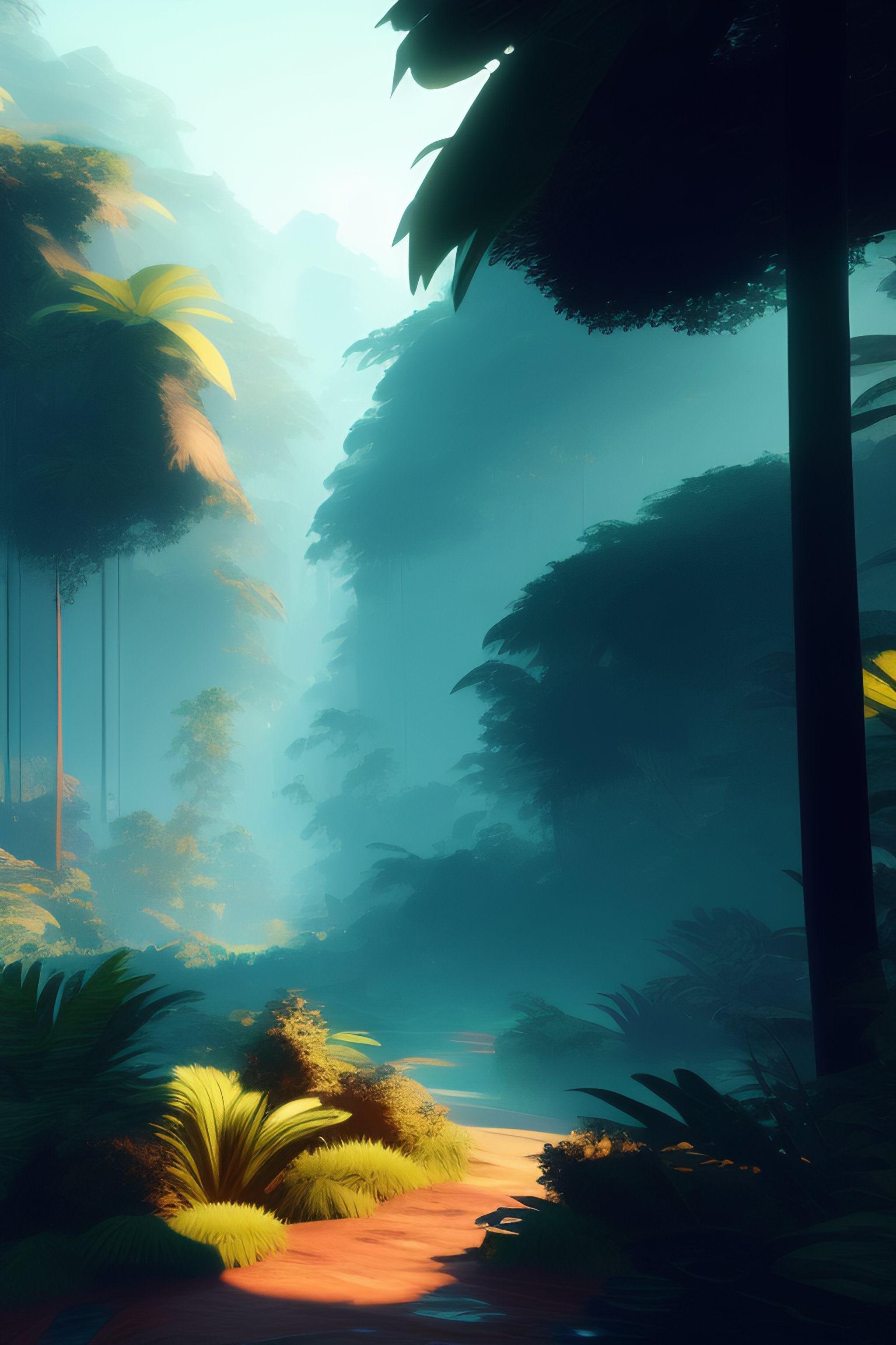 Lexica - Jungle landscape, ashley wood illustration, volumetric ...