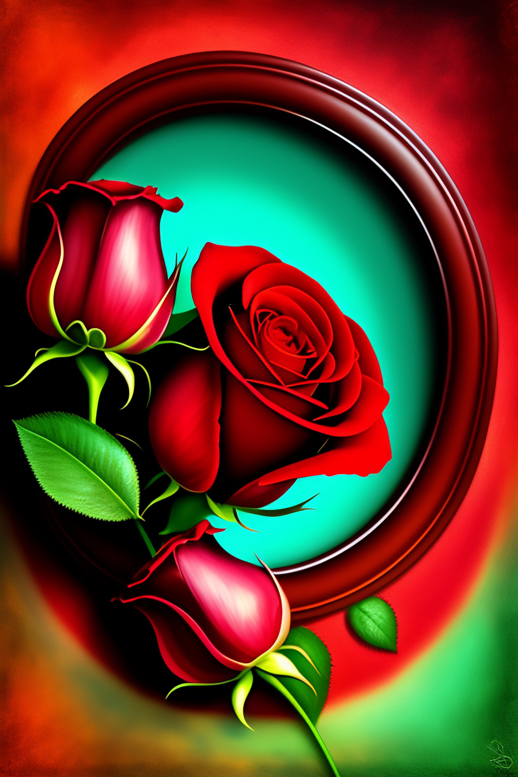 Lexica The red rose a symbol of love, heart, within a circular frame