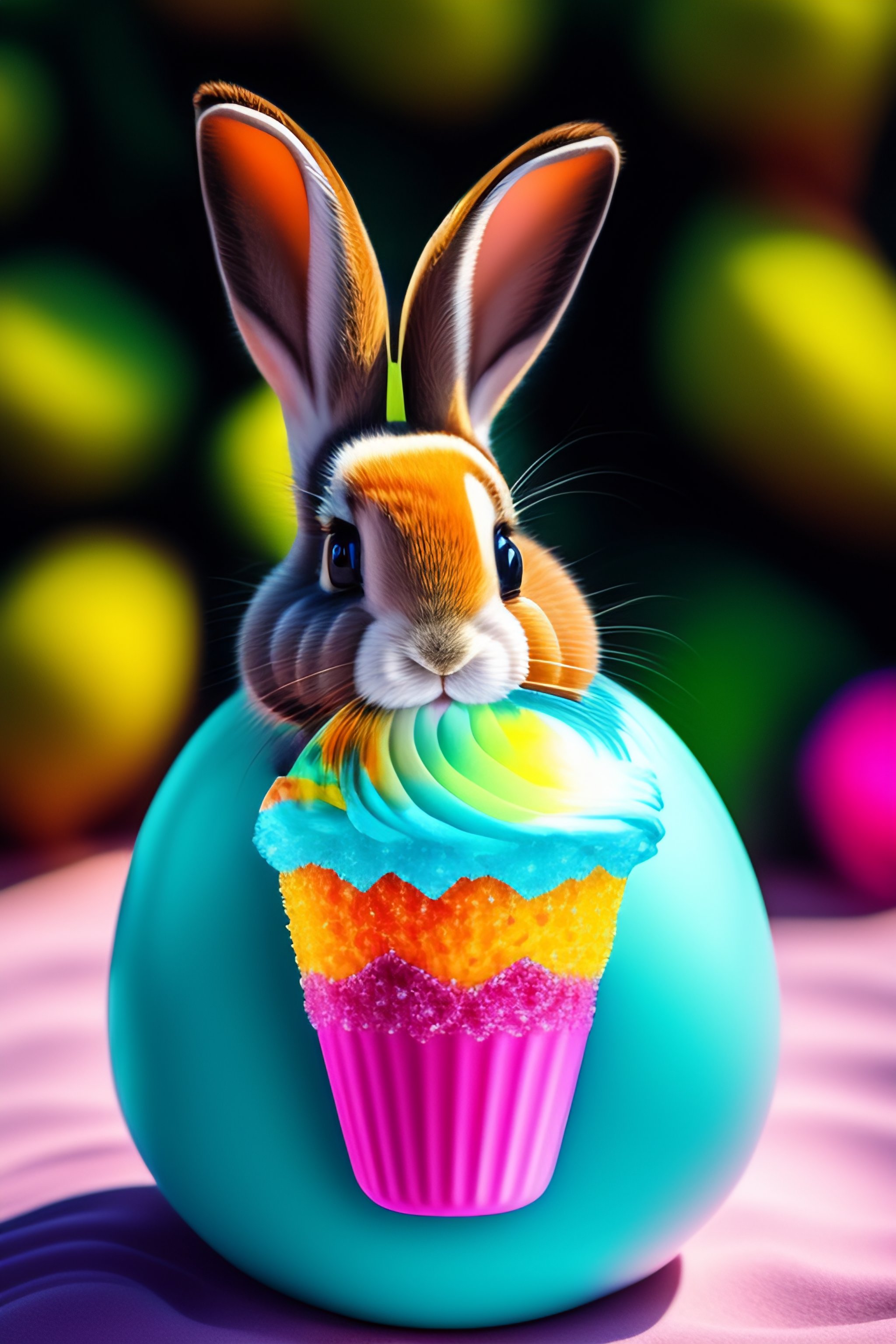 Lexica Cute adorable bunny wearing an aloha shirt and sunglasses