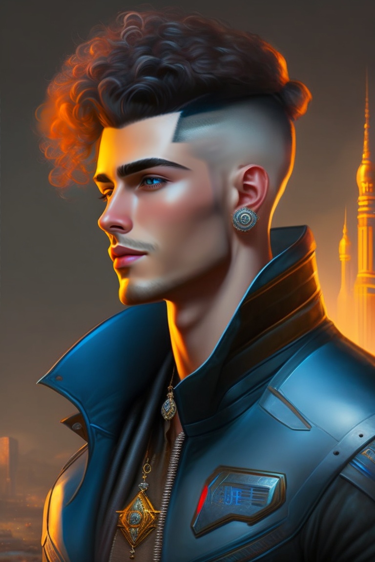 Lexica - Male cyberpunk with short Curley hair, Ukranian Jewish look ...