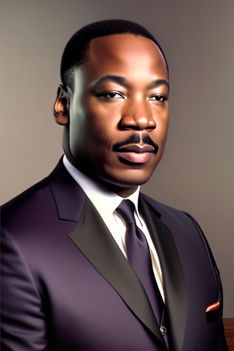 Lexica - An full faced, image of Martin Luther king wearing a black suit.