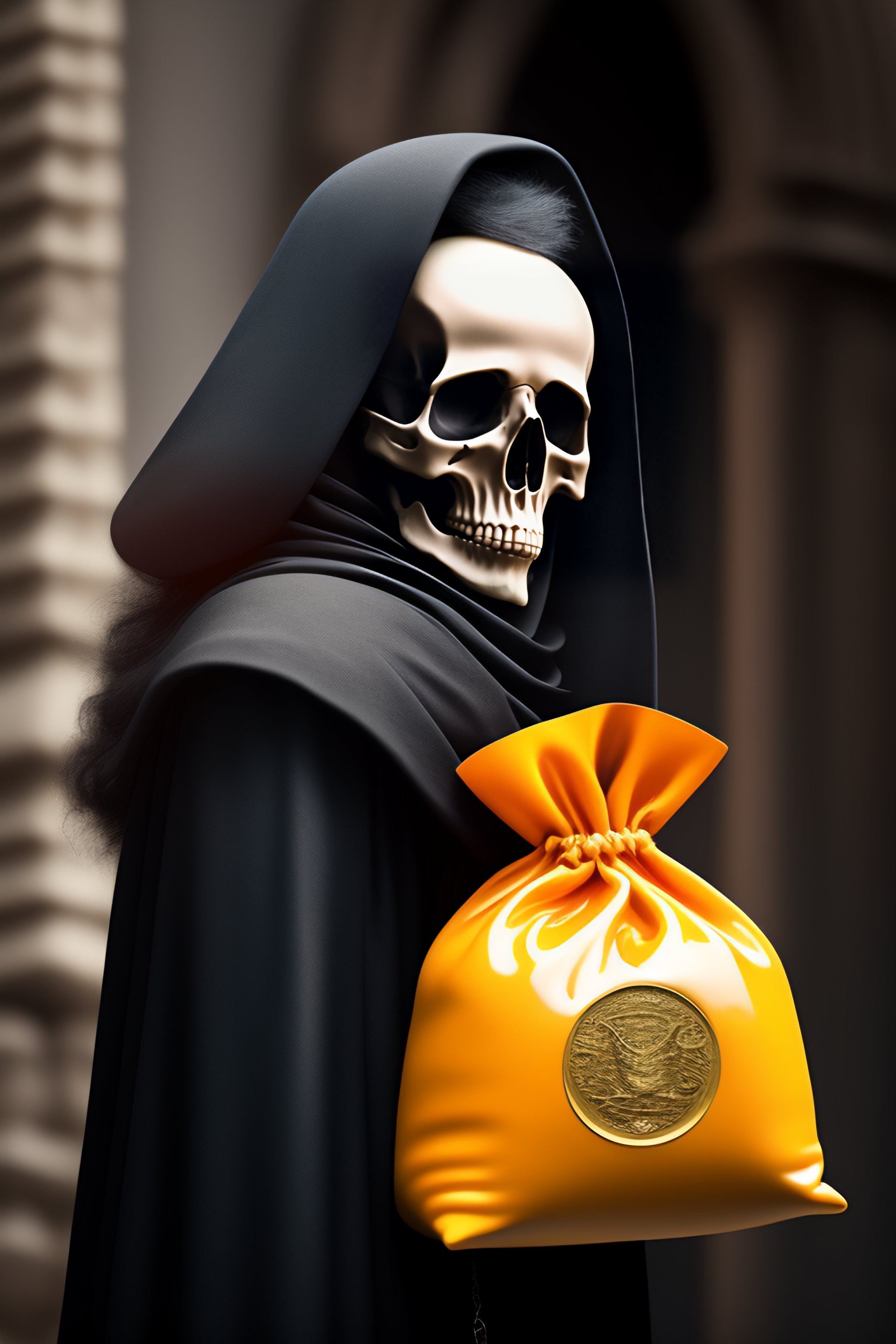 Lexica - Personification of death with a bag of money