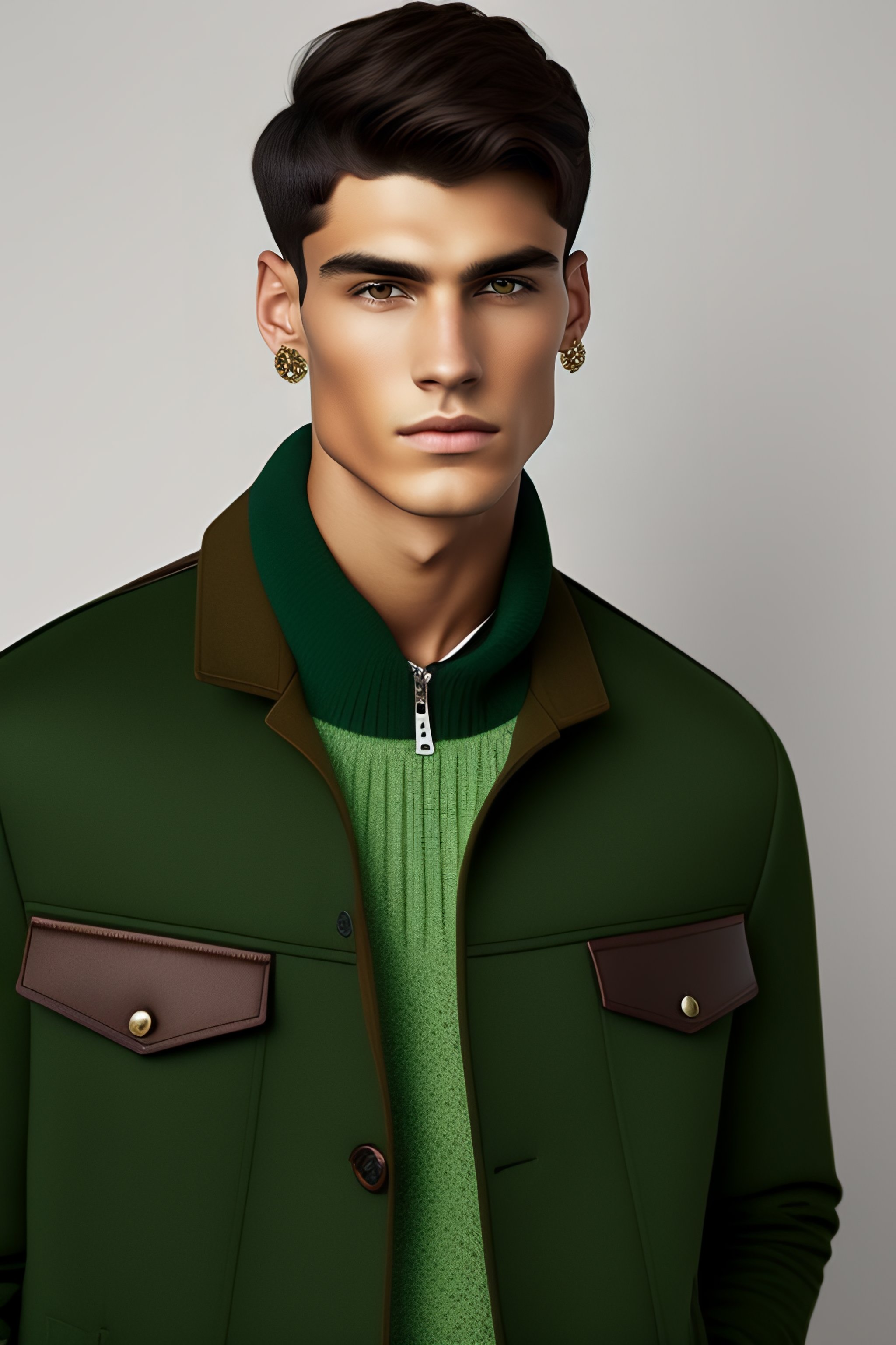 Lexica - A young man with short brown hair and dark eyes wearing a dark ...