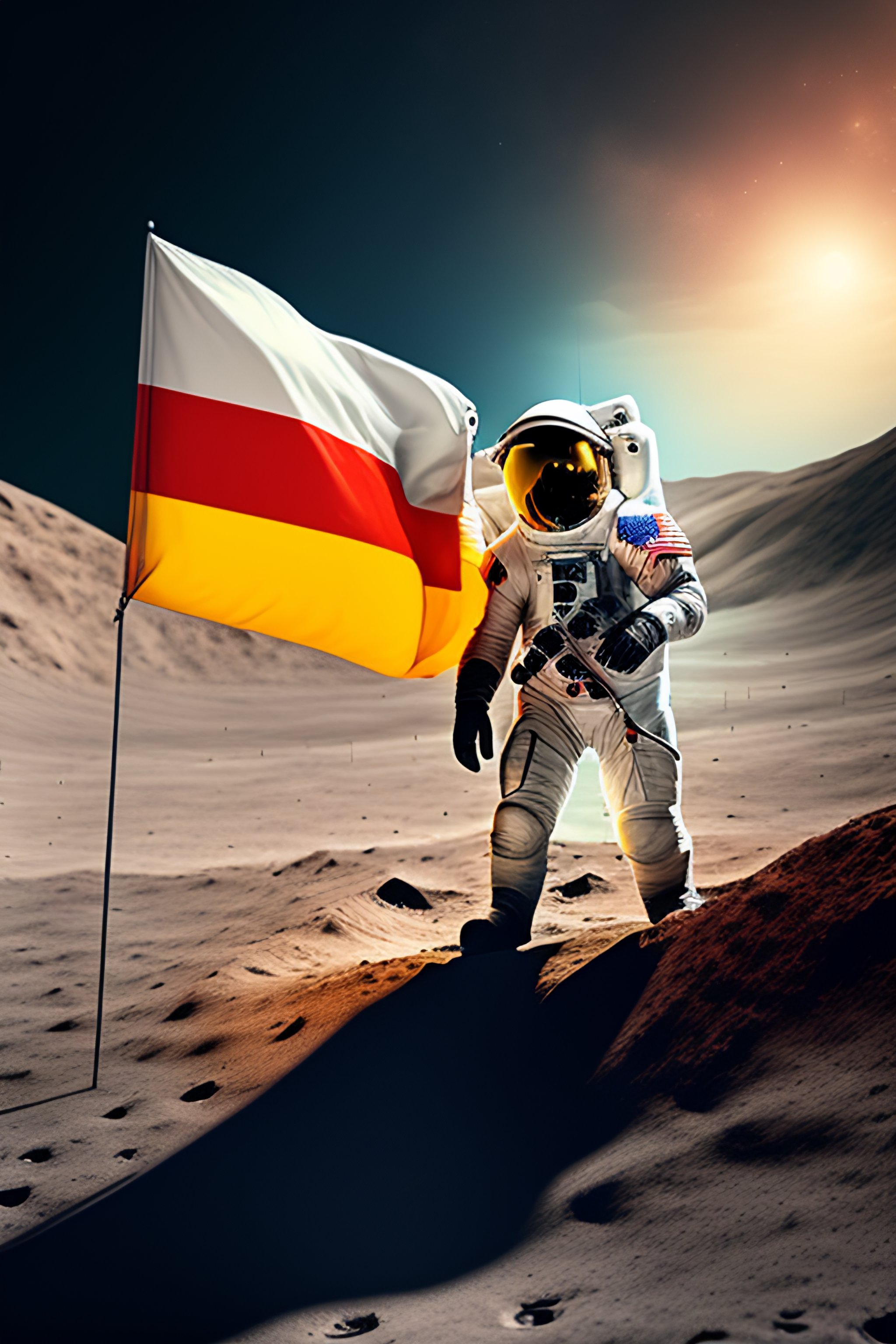 Lexica - Armenie astronaut planting a flag on the moon