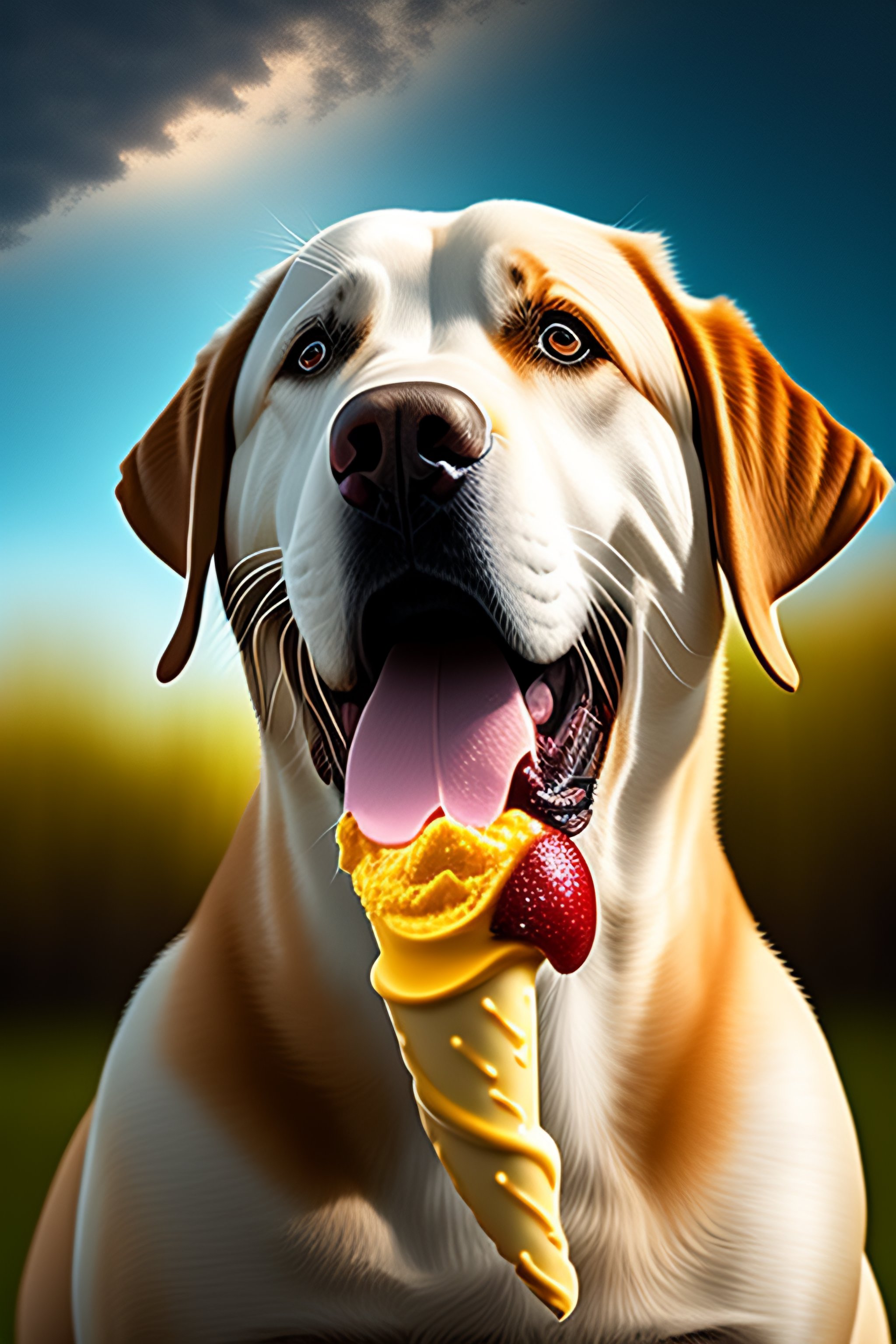 Lexica Labrador eating ice cream