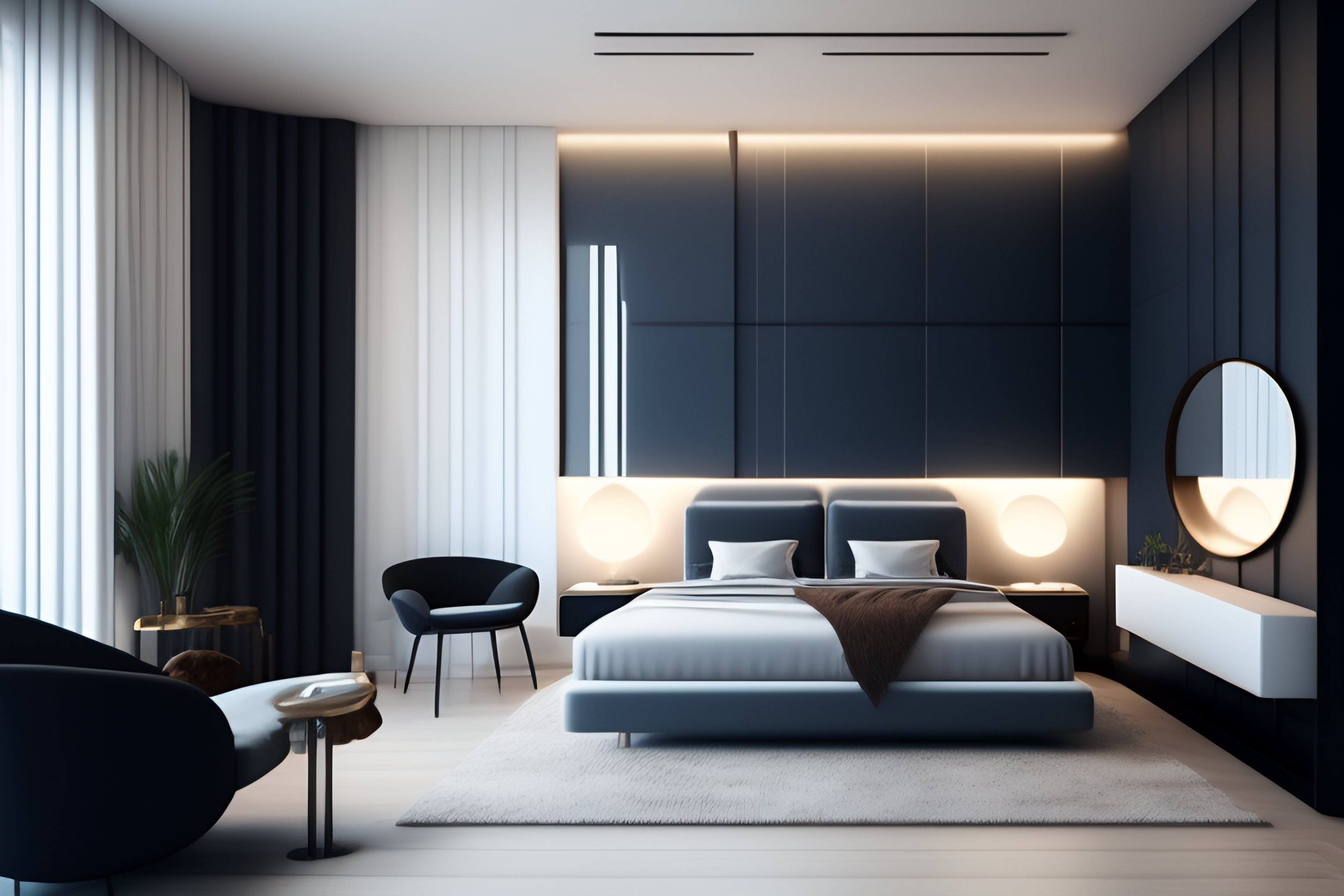 Lexica - Symmetry, parallax mapping of brutalist bedroom, minimalist ...
