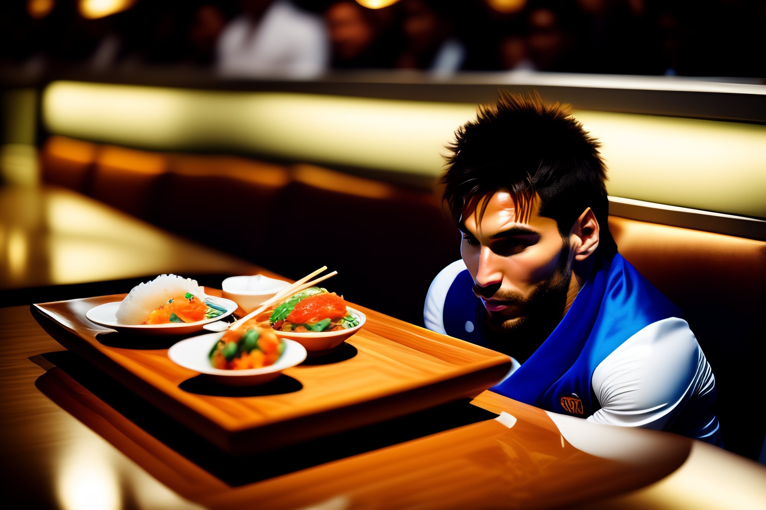 Lexica - Leonel Messi eating sushi
