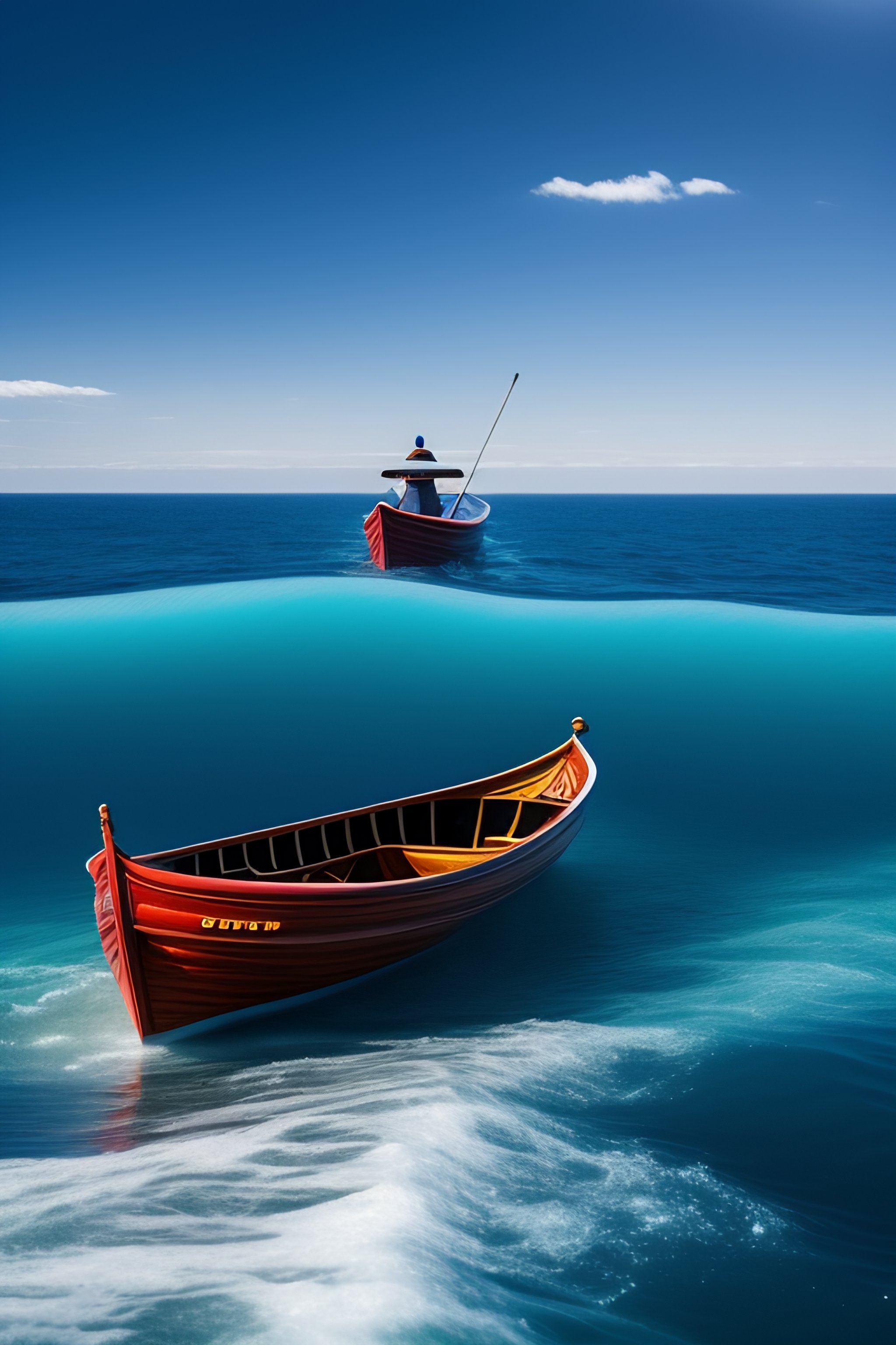 Lexica - A lost man in a small boat in the ocean blue