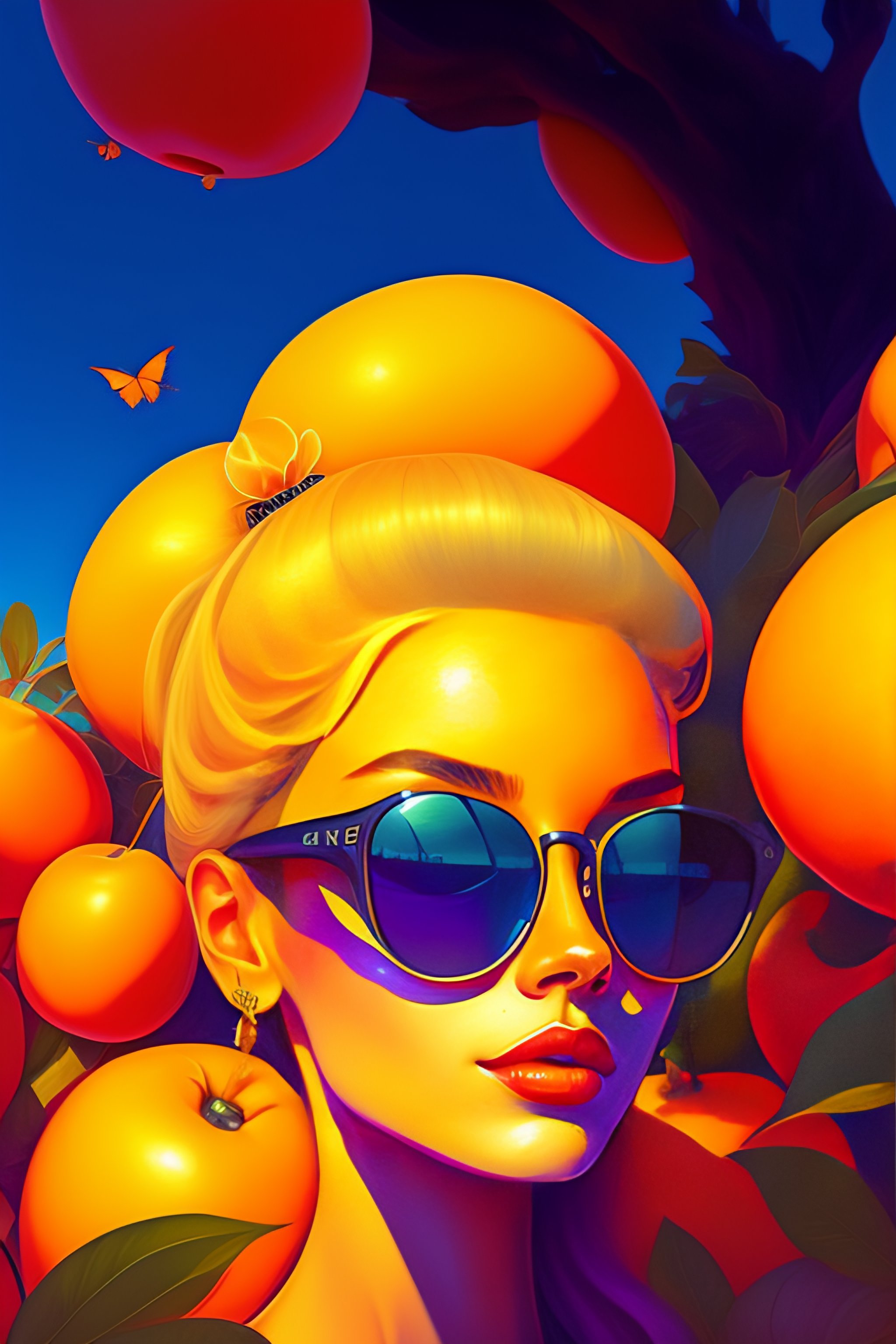 Lexica Highly detailed portrait of the Smurfs in an orange orchard