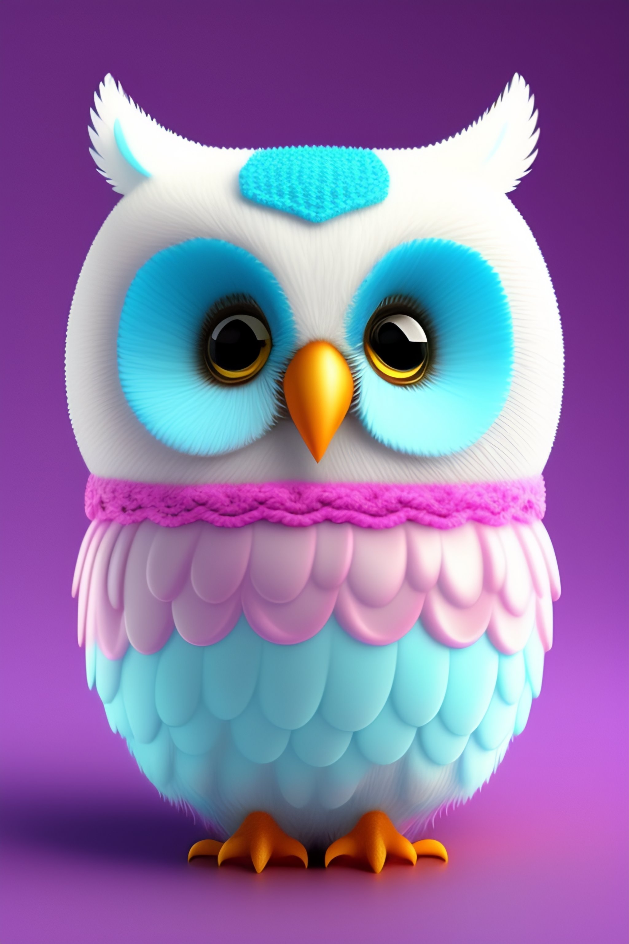 Lexica - Adorable cartoon owl, white, pastel blue and pink.