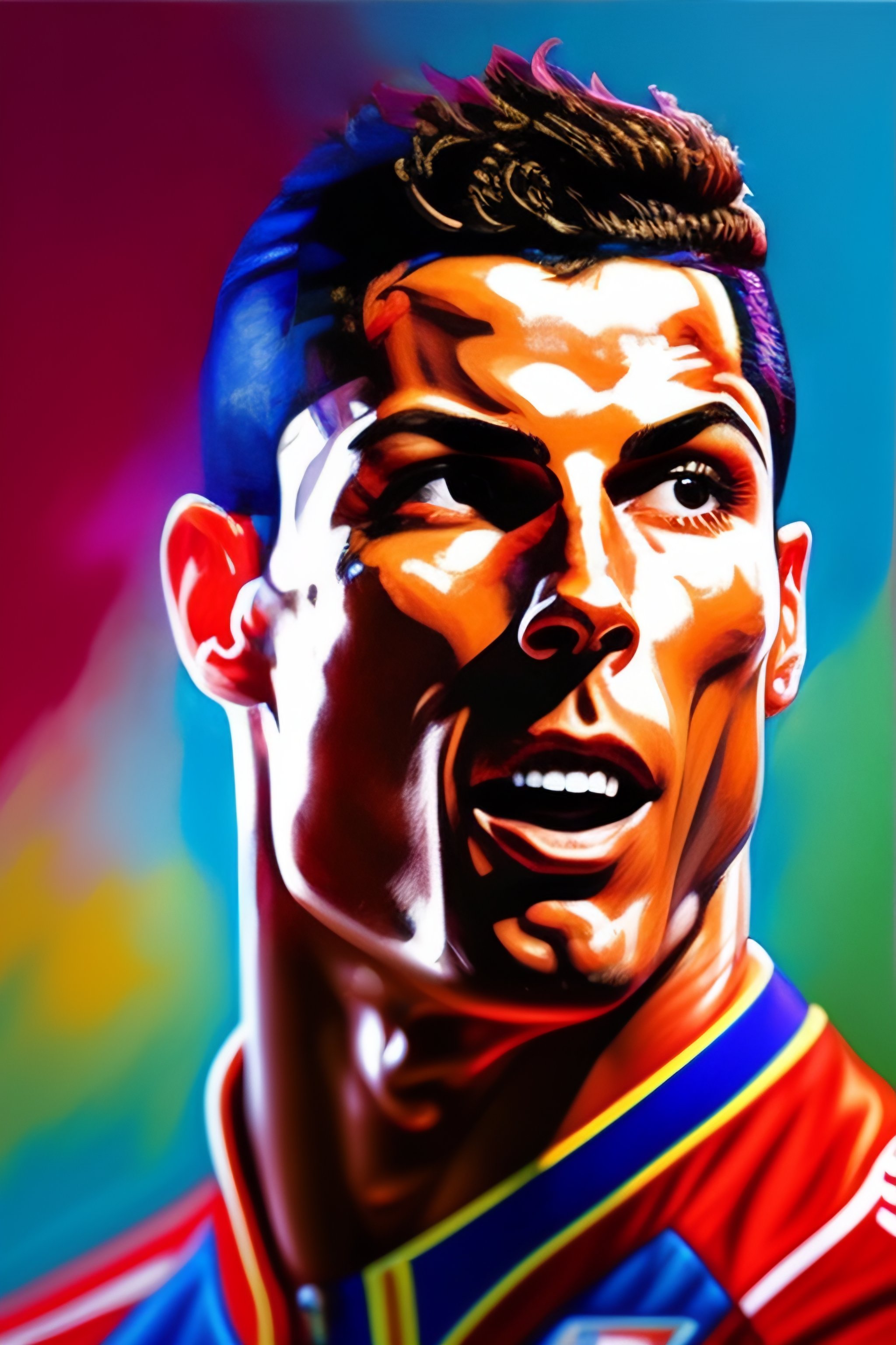 Lexica - A realistic Cristiano Ronaldo, hell bursting in style of Wayne ...