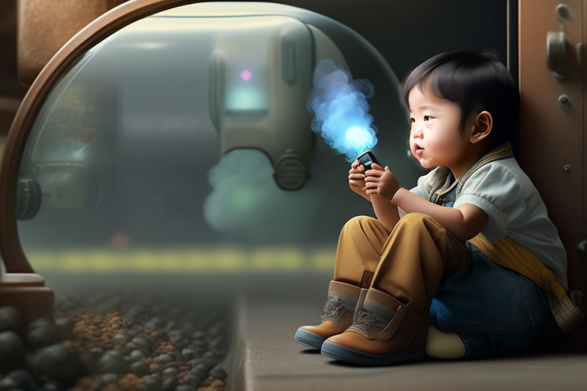 Lexica - Write a captivating scene depicting a child connected to ...
