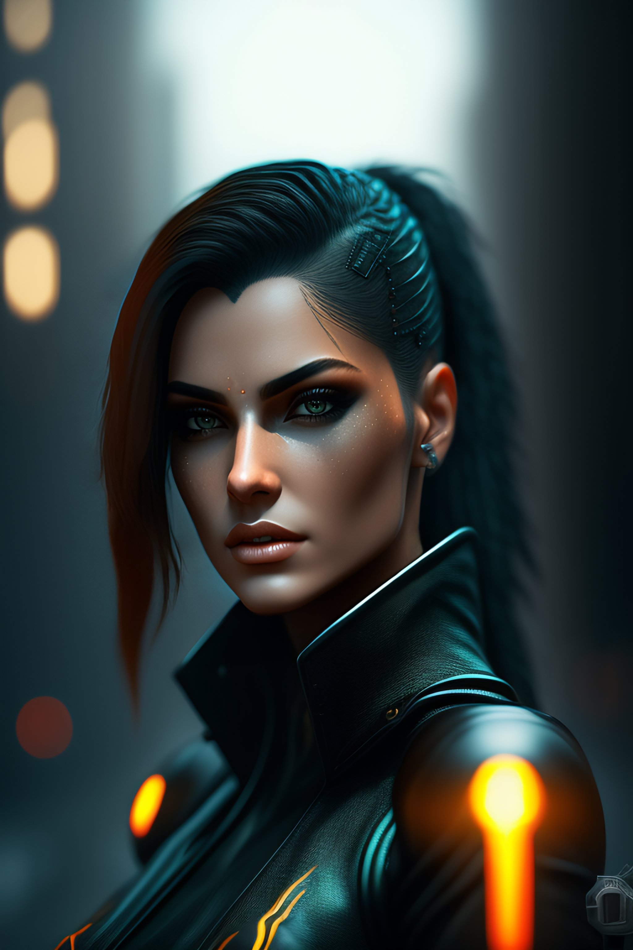 Lexica - A cyberpunk girl made with black stone and lights, sculpted ...