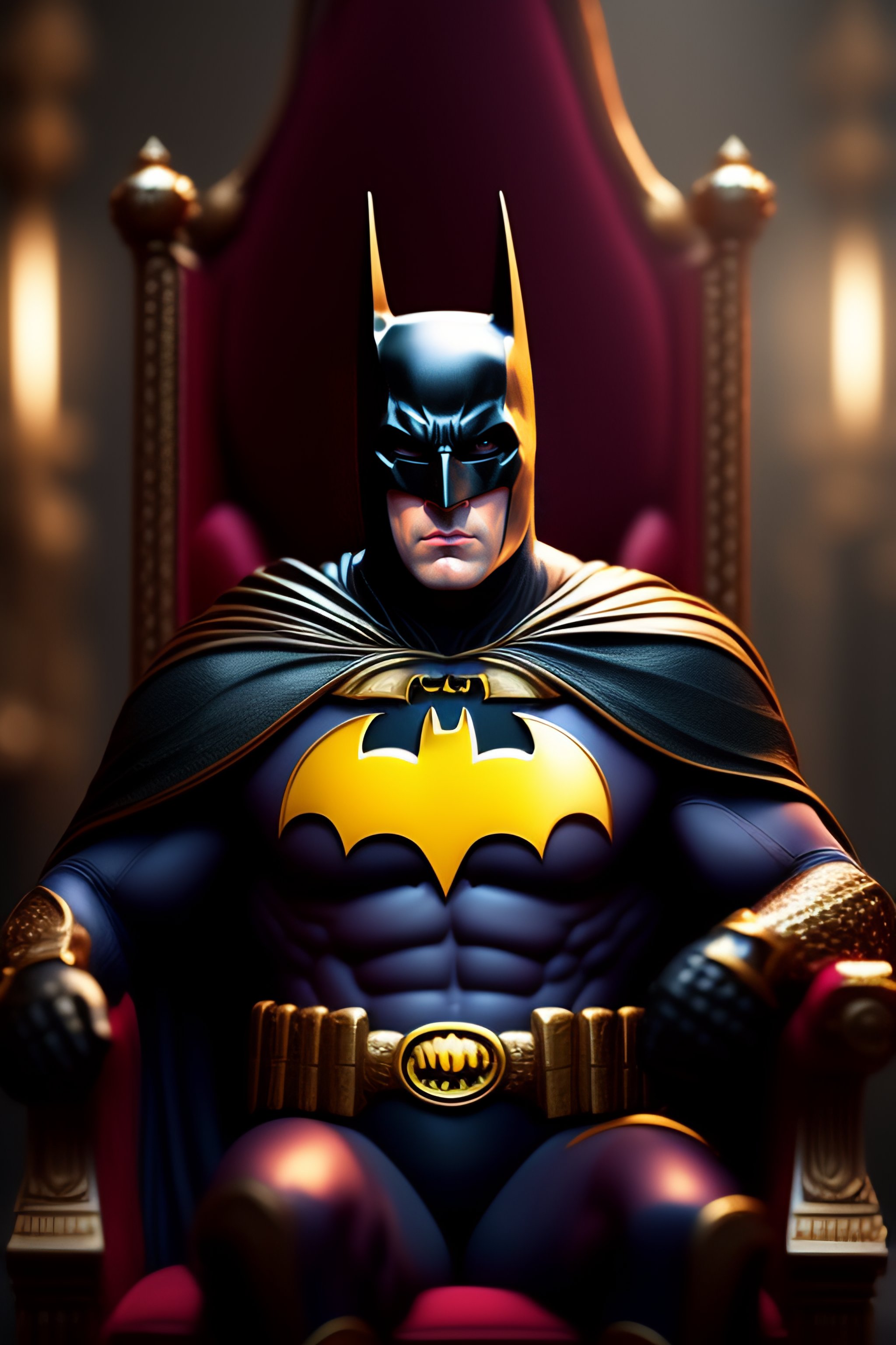 Lexica - A portrait of batman as a king sitting on a throne, cute