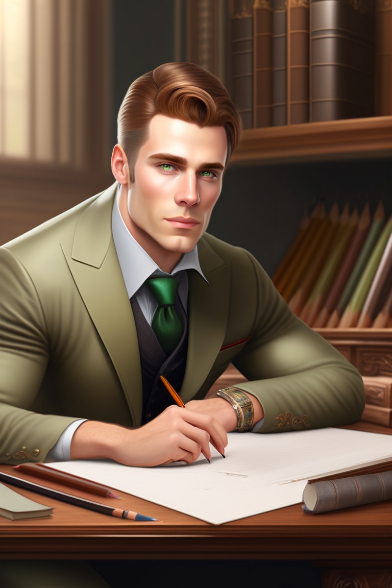 Lexica A realistic picture male architect sitting at his drawing desk