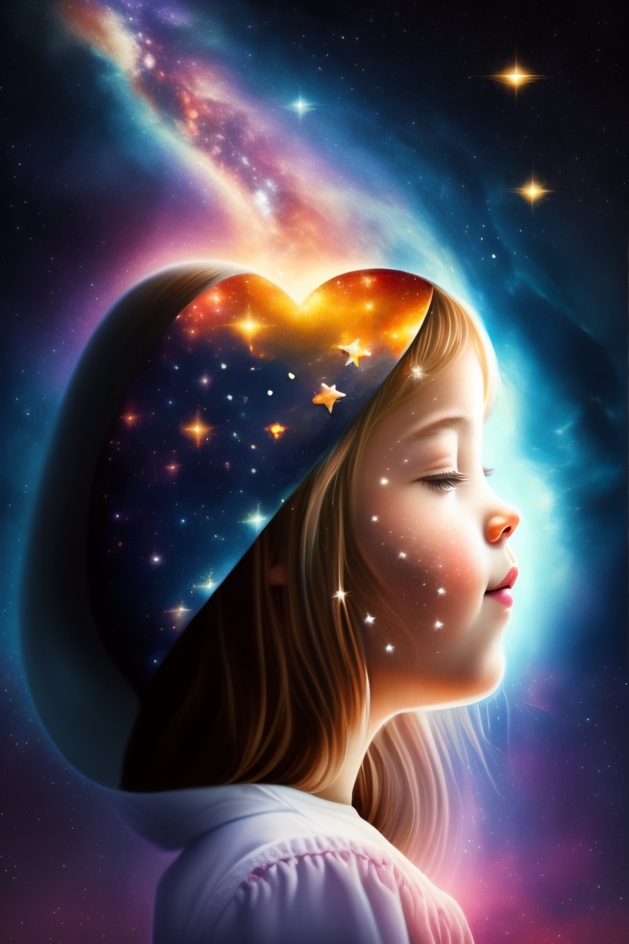 Lexica - A girl chooses looking at the starry sky between her heart and ...