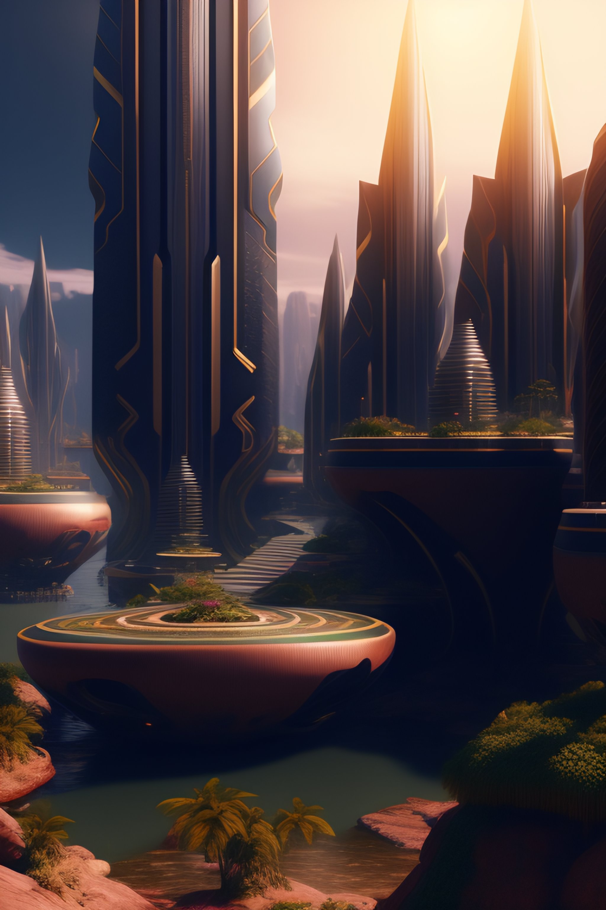 Lexica - A high tech solarpunk utopia, Hyperrealistic lands of a ...