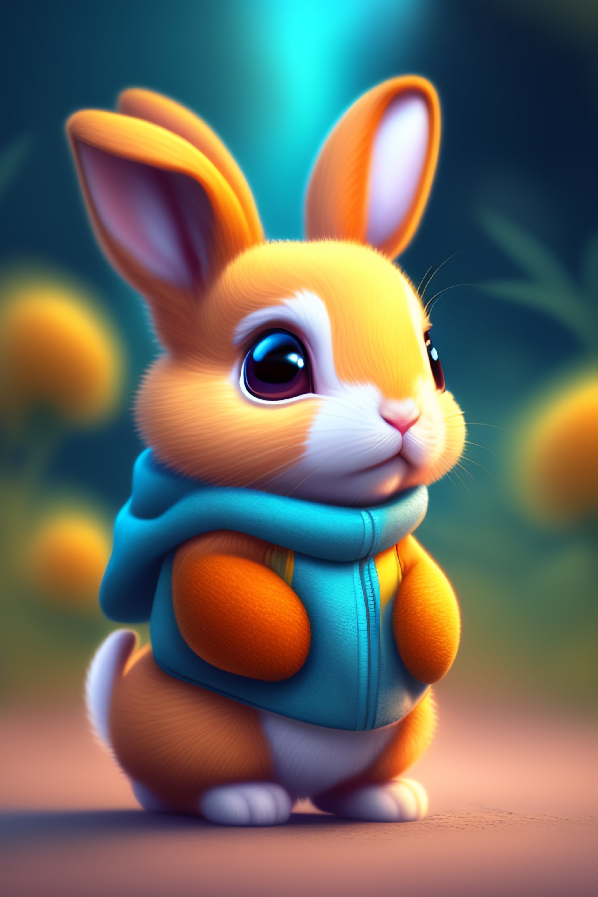 Lexica - Cute and adorable cartoon rabbit baby rhea facing the camera ...