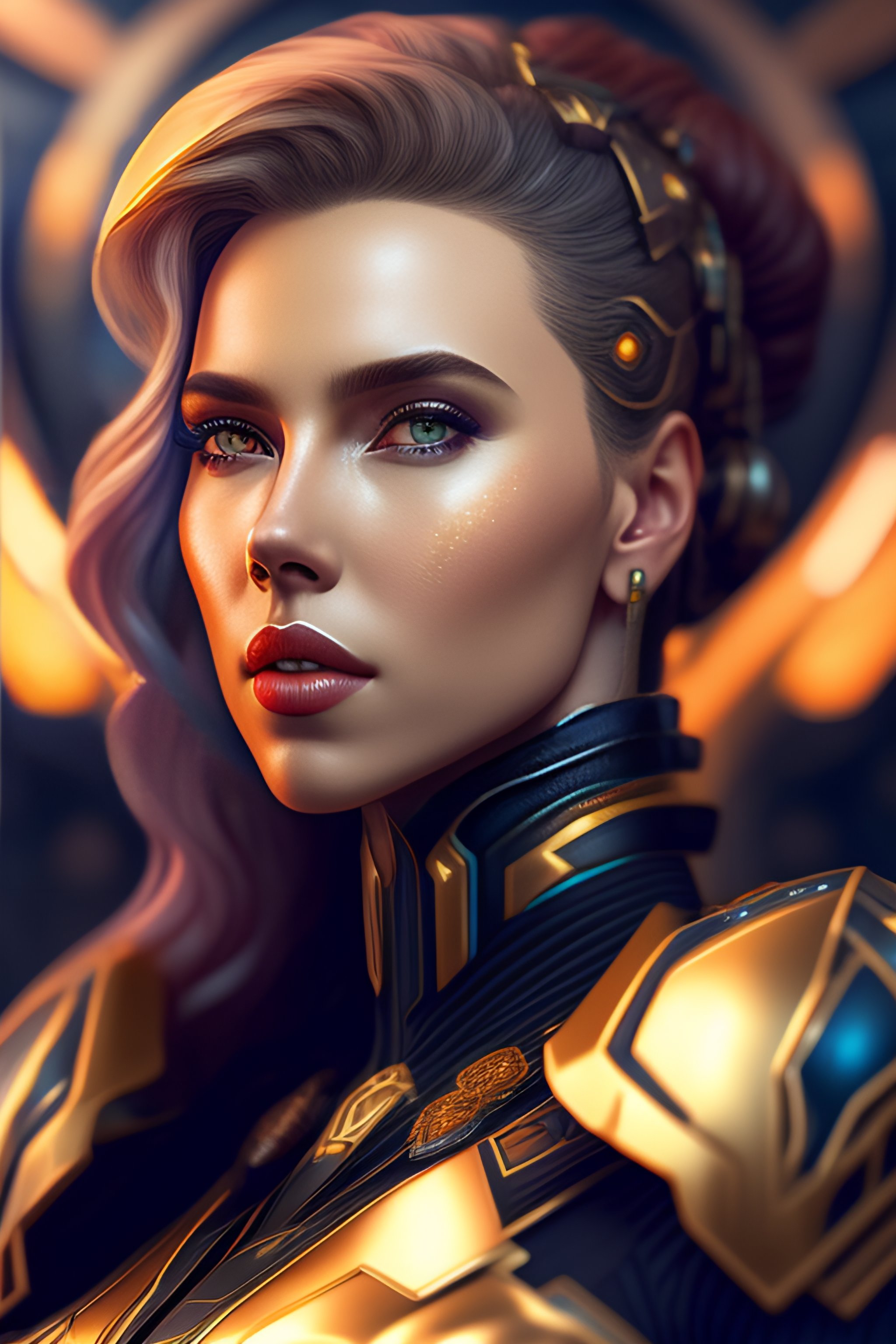 Lexica - Symmetry!! portrait of cyberpunk Scarlett Johansson empress ...