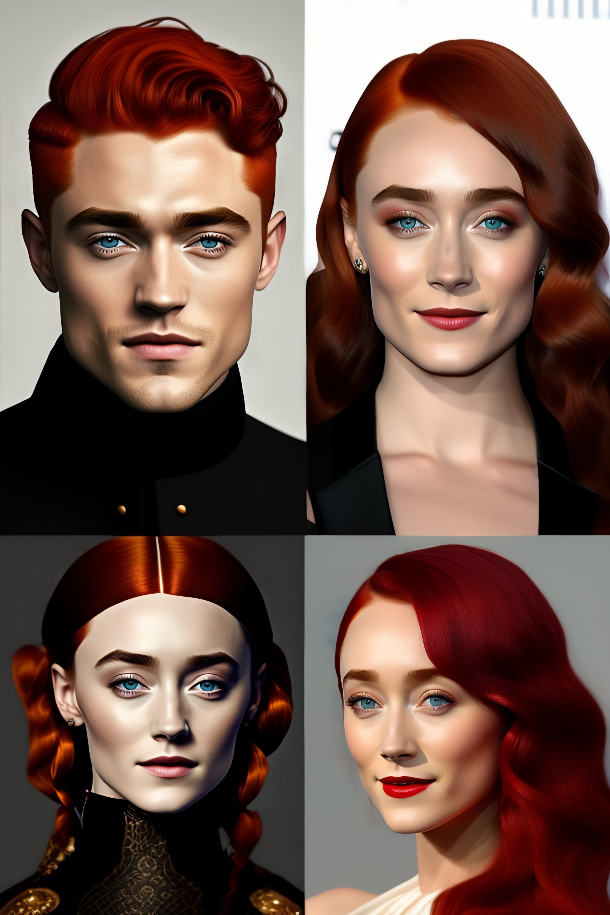 Lexica - Saoirse Ronan with red hair together with Robert Pattinson with  dark hair in medieval style, art