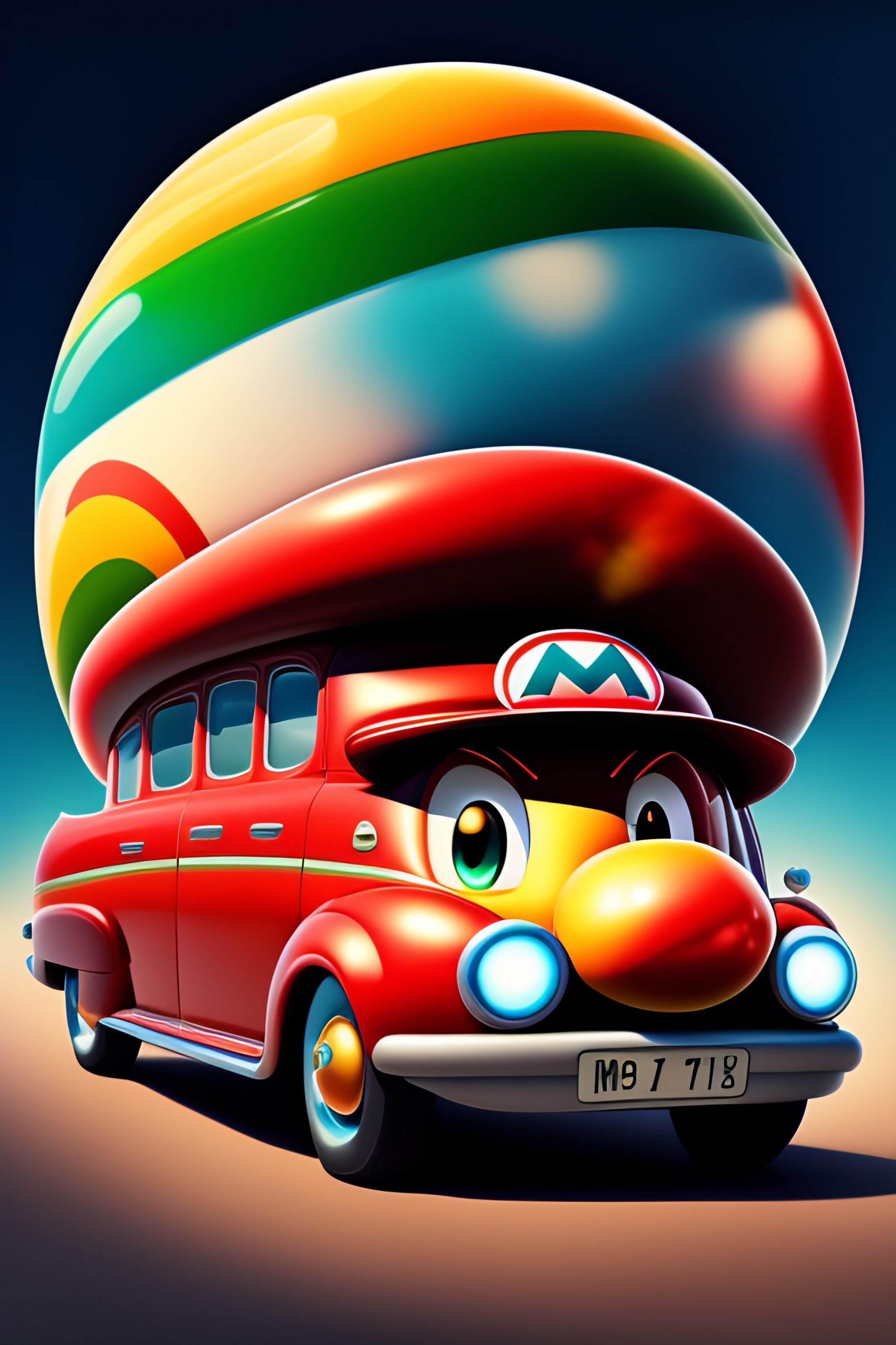Lexica - Llustration of mario in a car sun is shining with ice