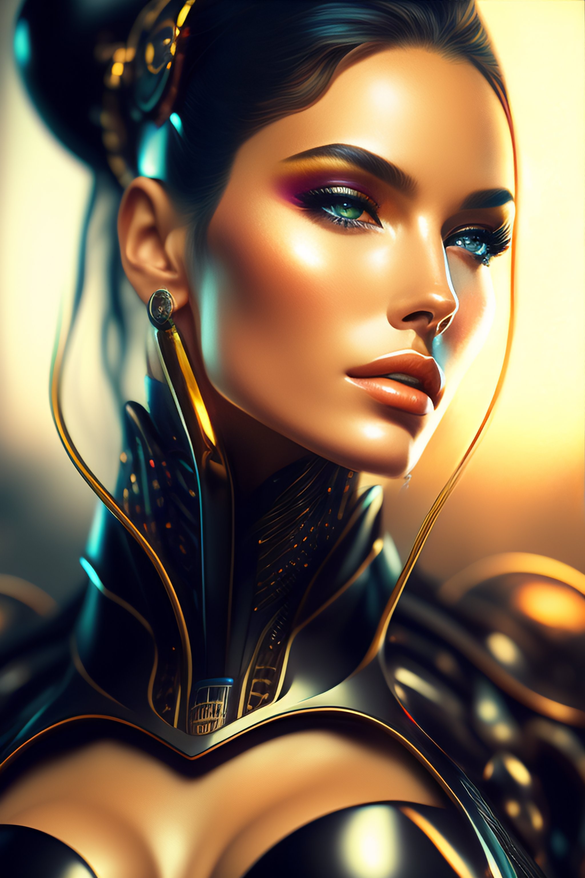Lexica - Highly detailed beautiful cybernetic woman, sharp focus ...
