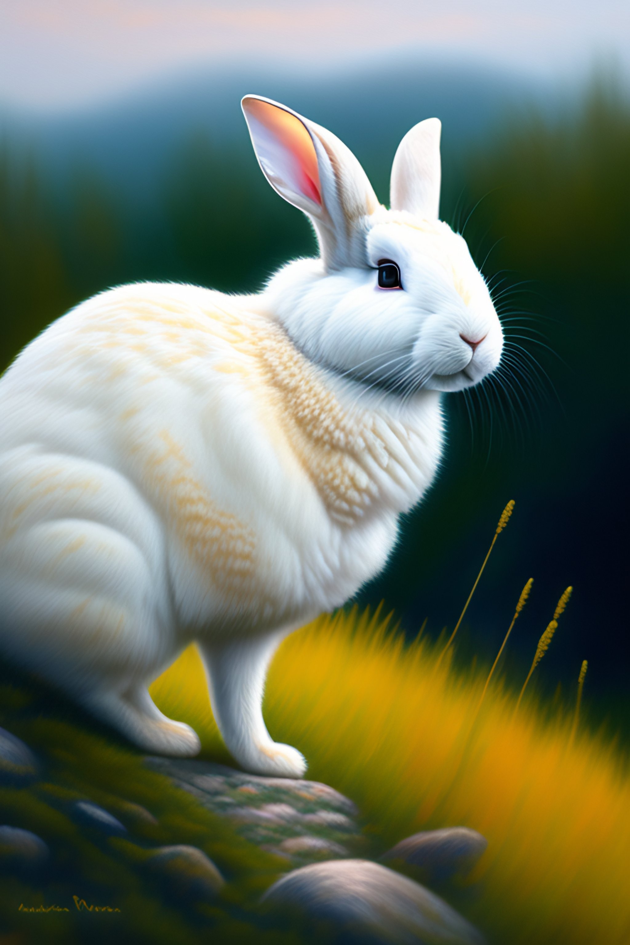 Lexica - White mountain rabbit, impressionist style, realistic