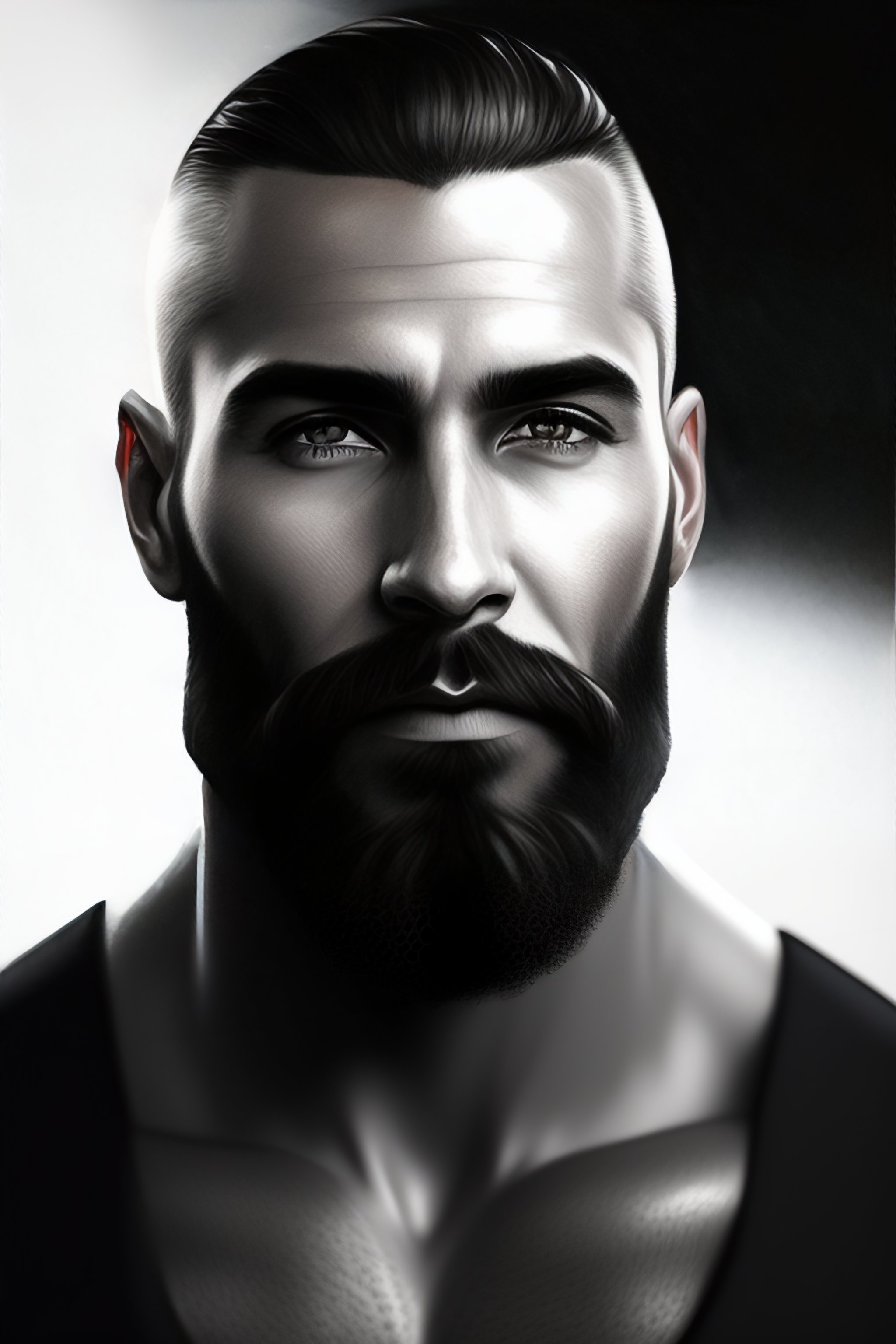 Lexica - Hand draw of a 40 years old man, shaved hair, 5 day beard ...