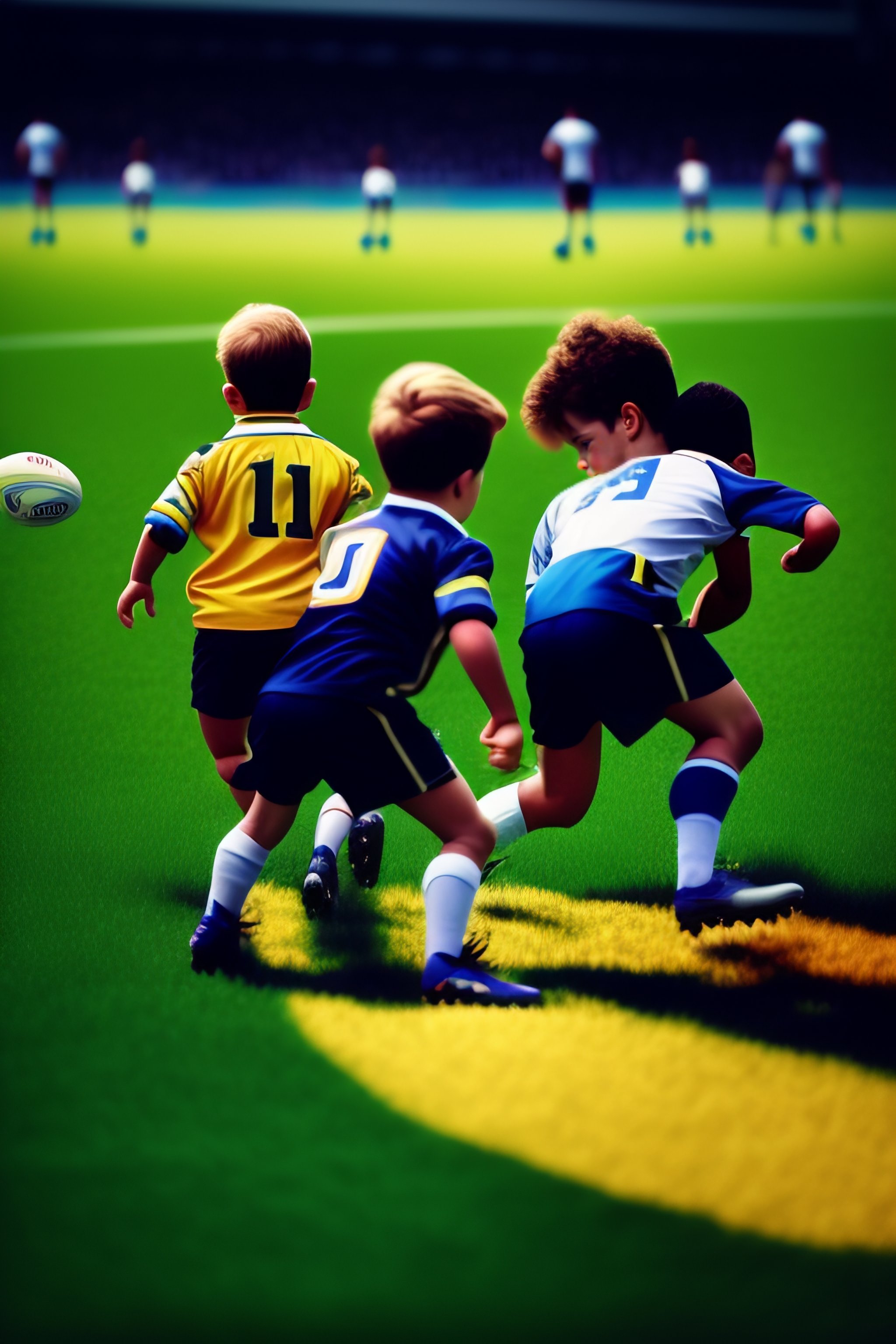 Lexica - Children play rugby blu and white