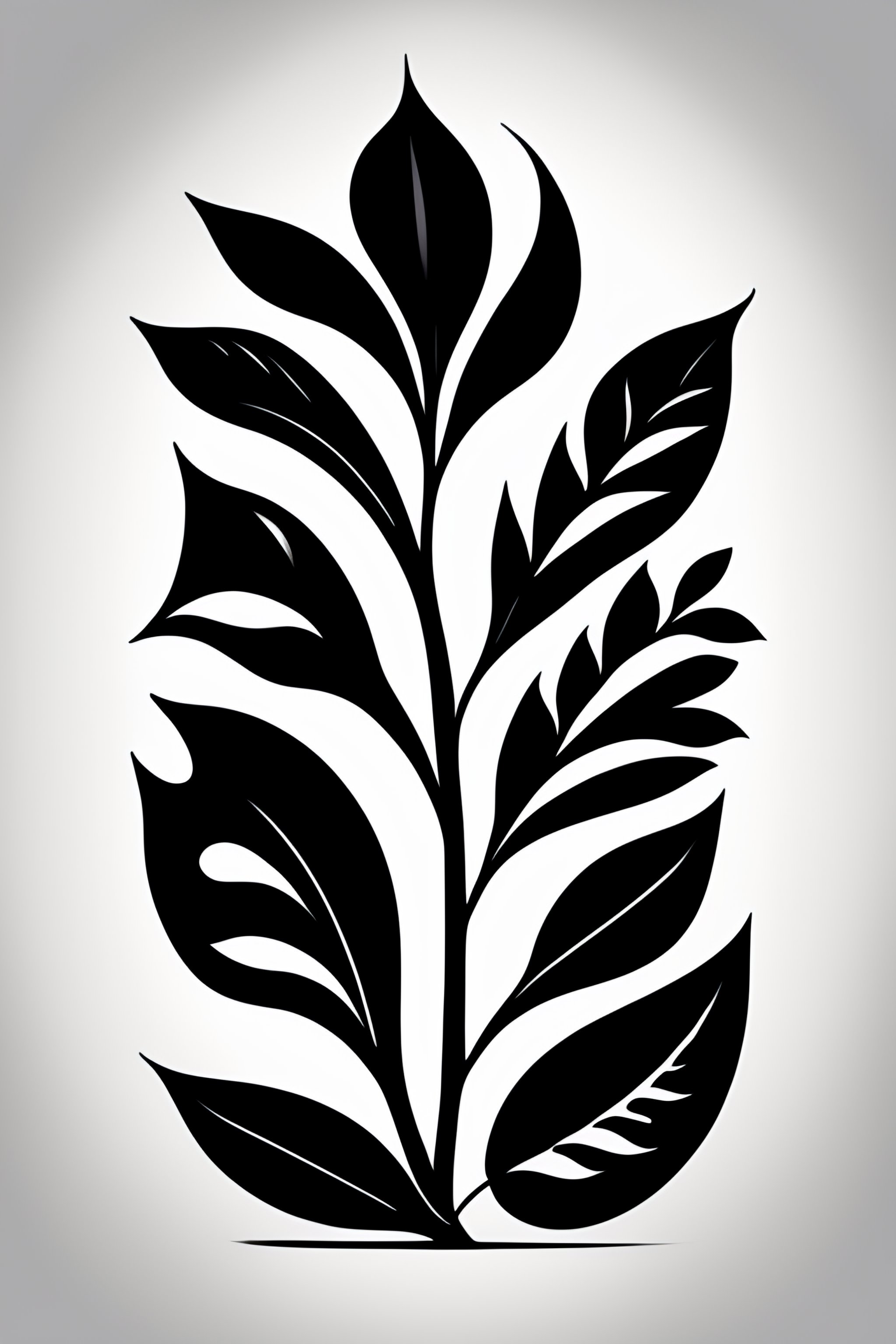 Lexica - Tattoo design, leaf simple design on white background, clean black