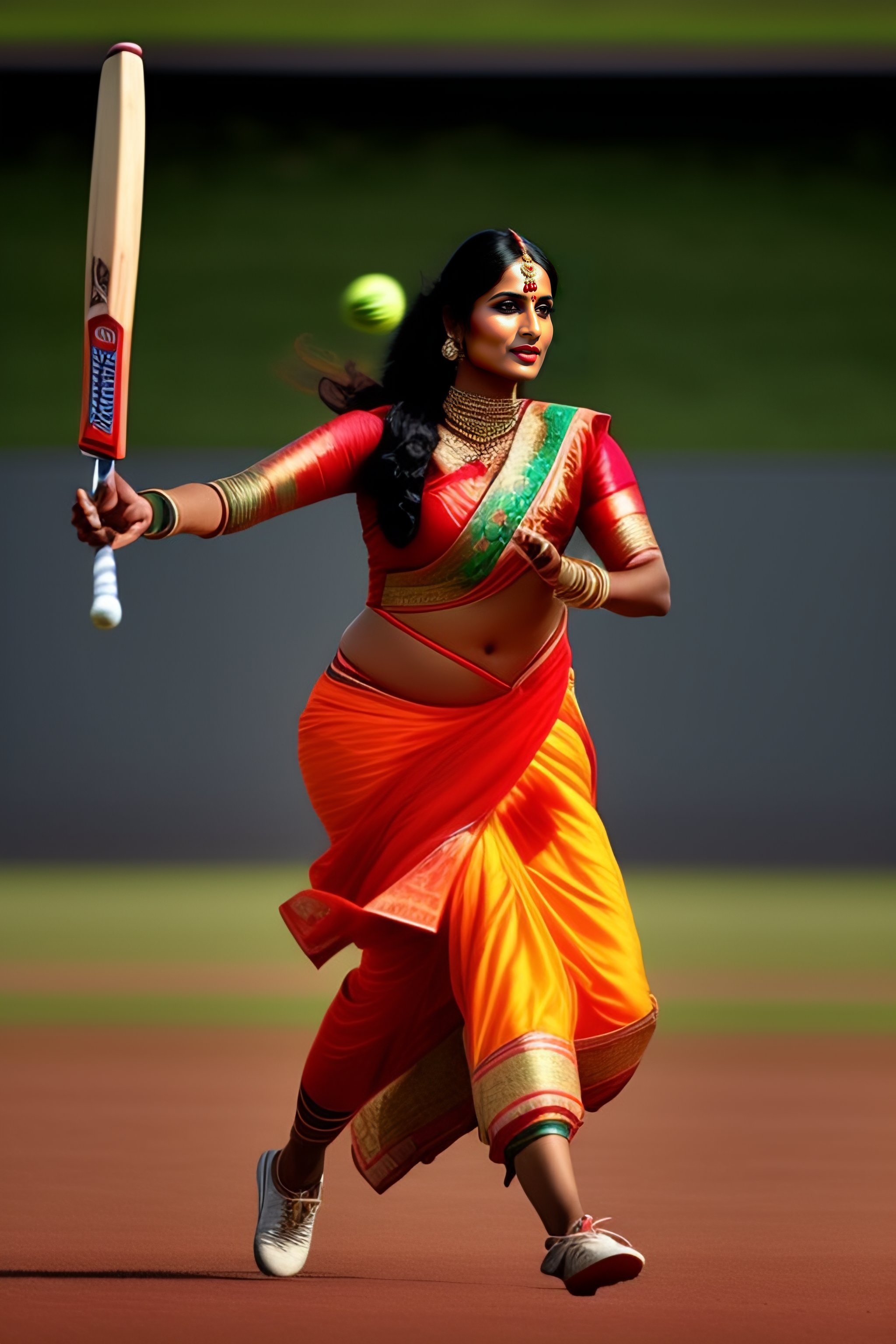 Lexica Indian Hindu Punjabi female wearing traditional dress throwing
