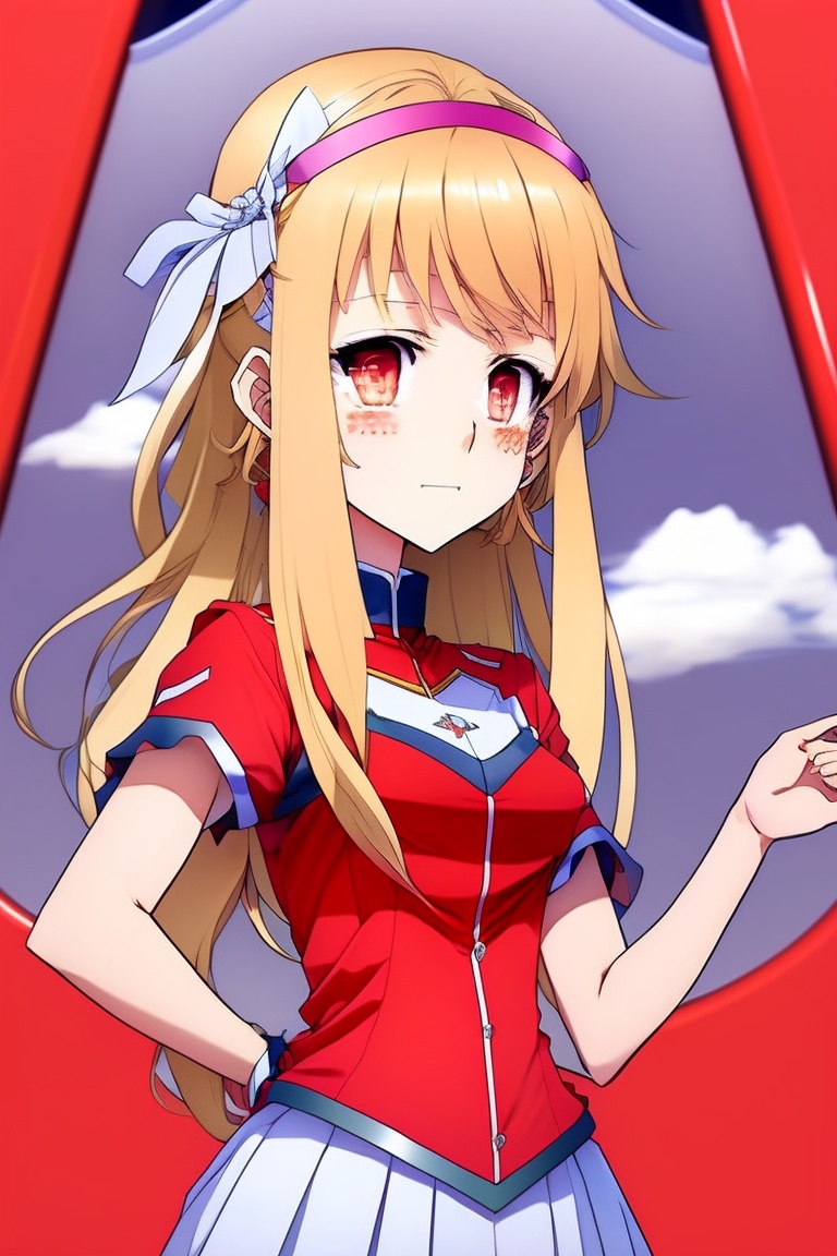 Lexica - Aquilia preparing for dance: Aquilia is a tall, skinny anime girl  with blonde hair wearing a red dress. Make her full body in anime style,  r...