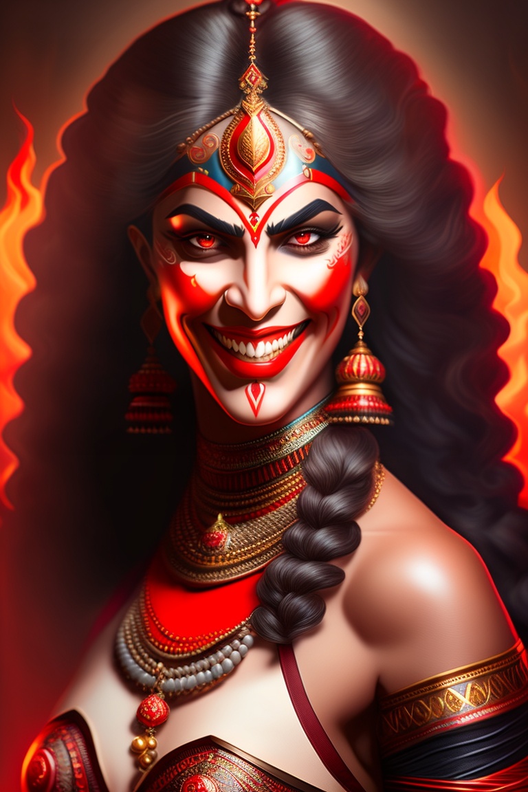 Lexica Kali A Demon According To Hindu Mythology Female Big Teeth Red Eyes Hyper 