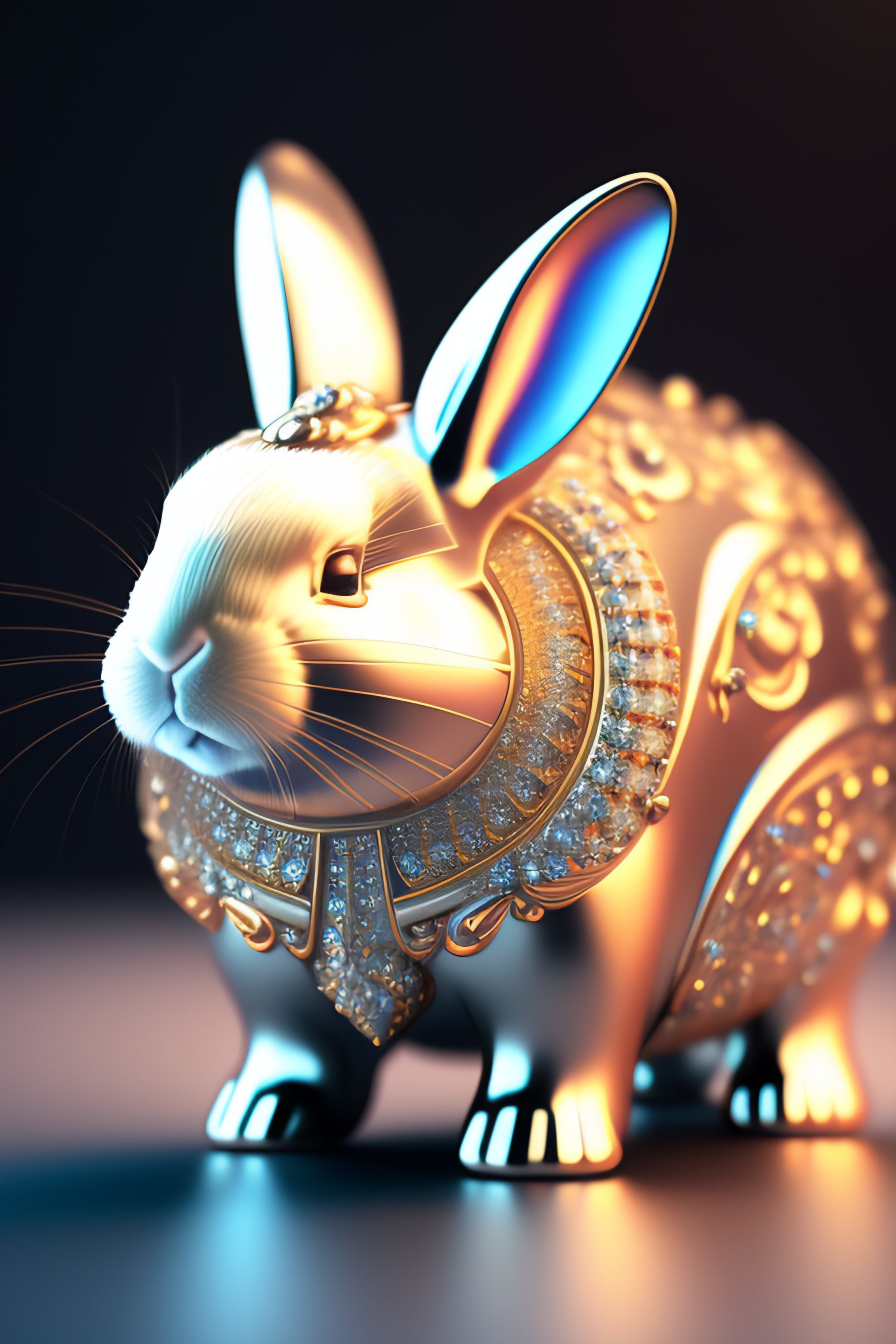Lexica - A white crystal rabbit warrior with intricate ornament ...