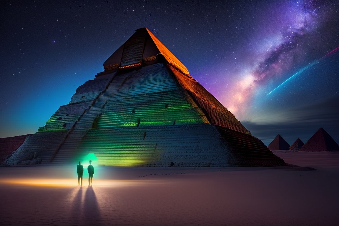 Lexica - Joe Rogan stands with an awe-inspiring alien at the Egyptian ...