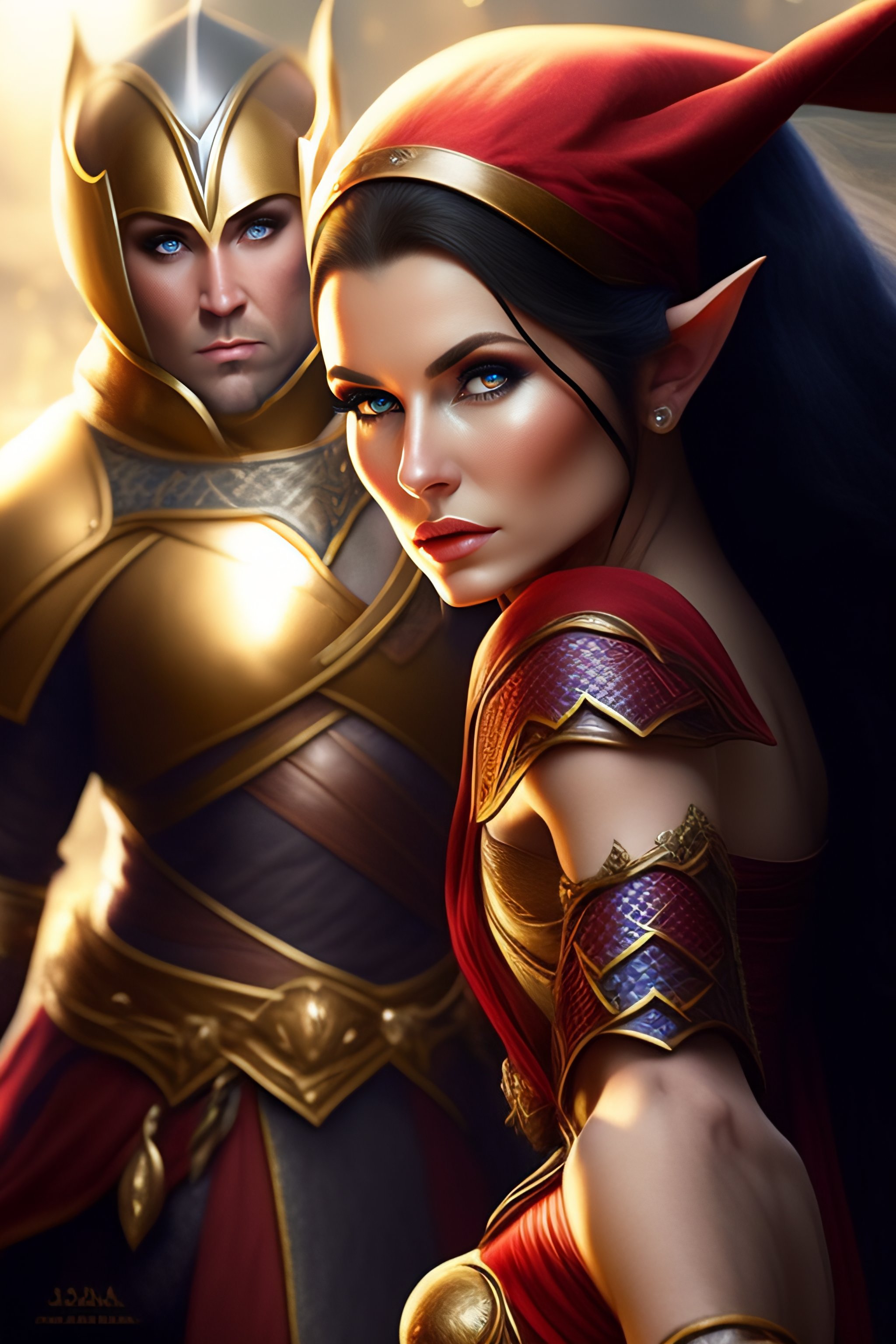 Lexica - Elf female fighting against a dwarf, pale skin, cartoon ...