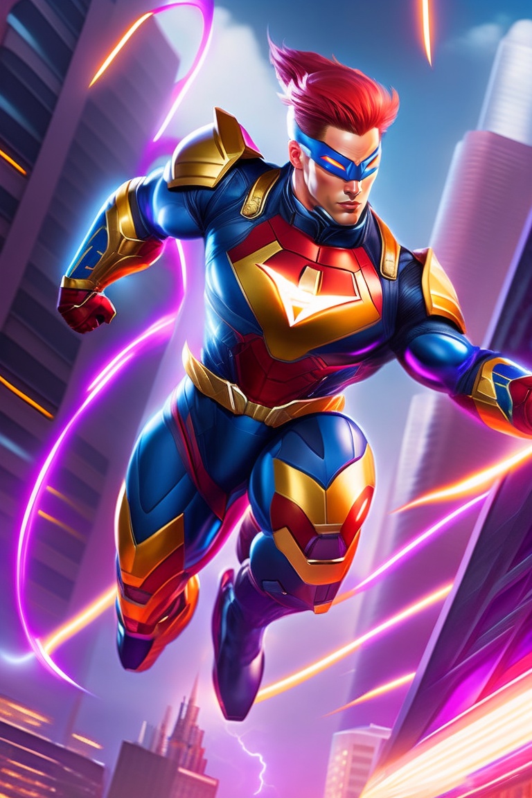 Lexica - In a futuristic city, a new superhero emerges. Their sleek ...