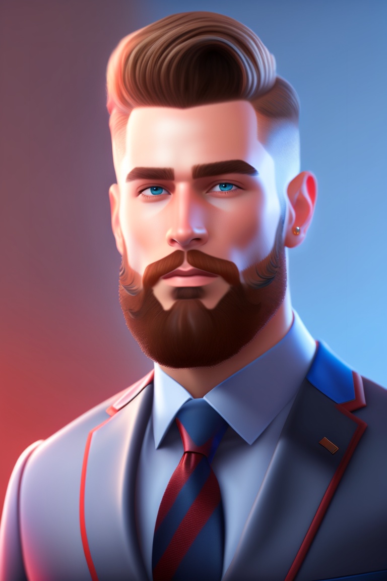 Lexica - A beautiful man with a beard and haircut made to look as ...