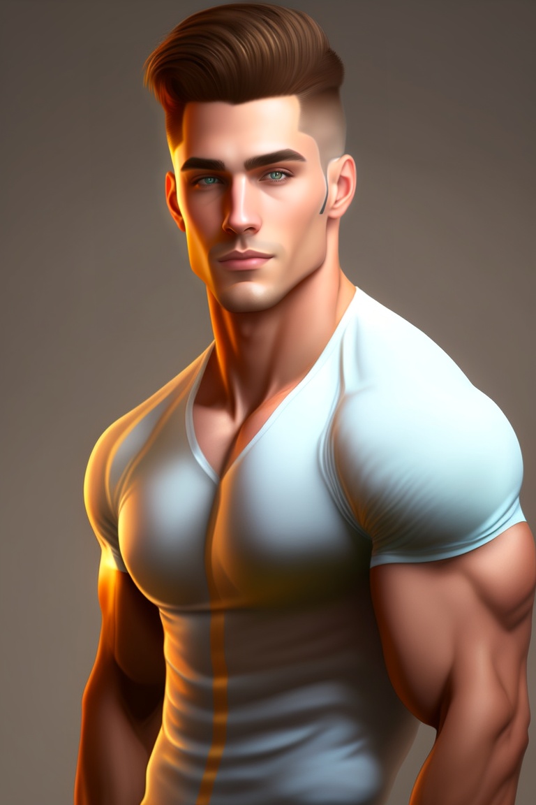 Lexica - Male , facing camera , men with t shirt, half body