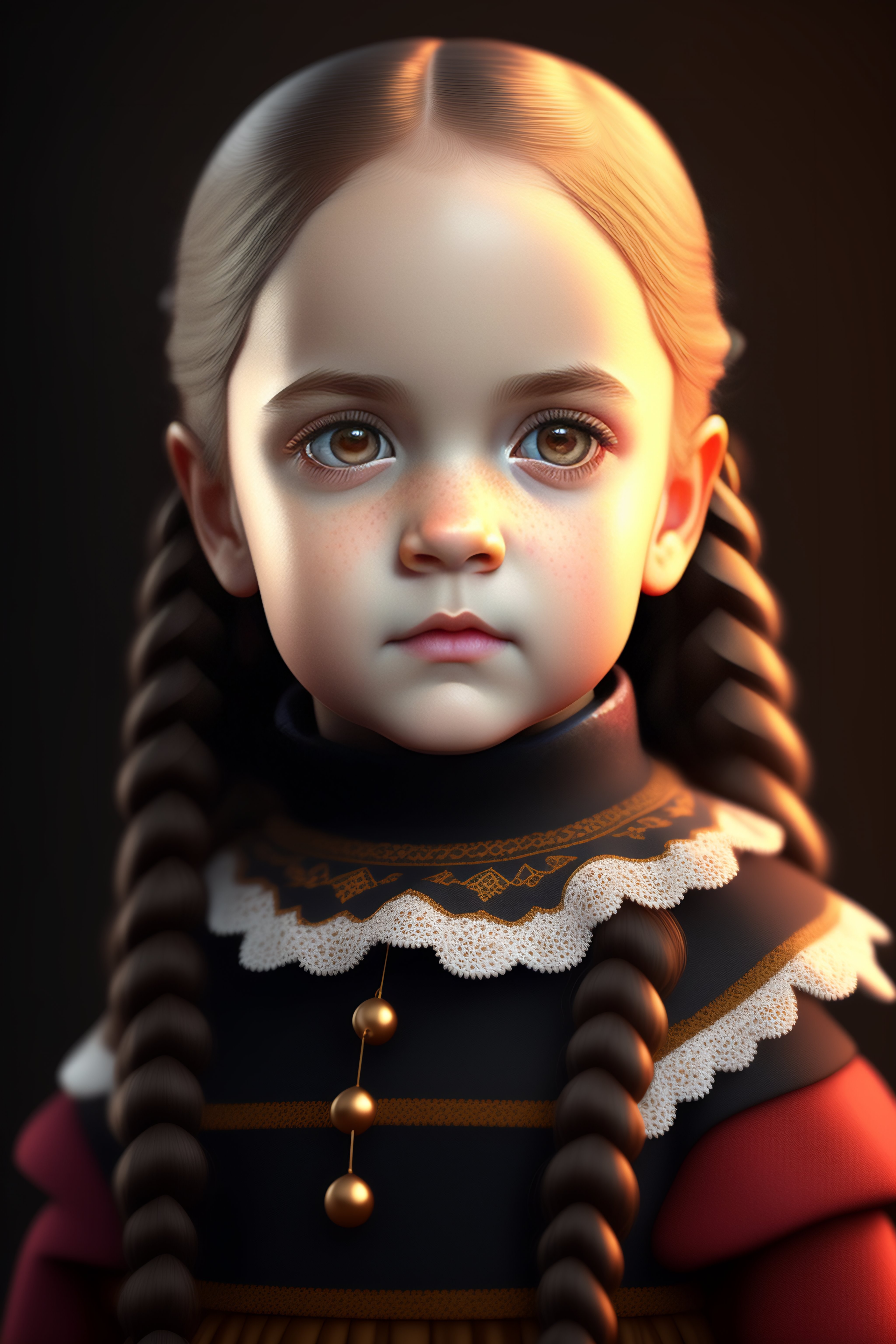 Lexica - Baby Wednesday Addams, moonwalker, render, rembrandt ...