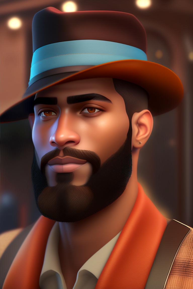 Lexica - A Muslim with a brown beard, wearing a hat, and respectful