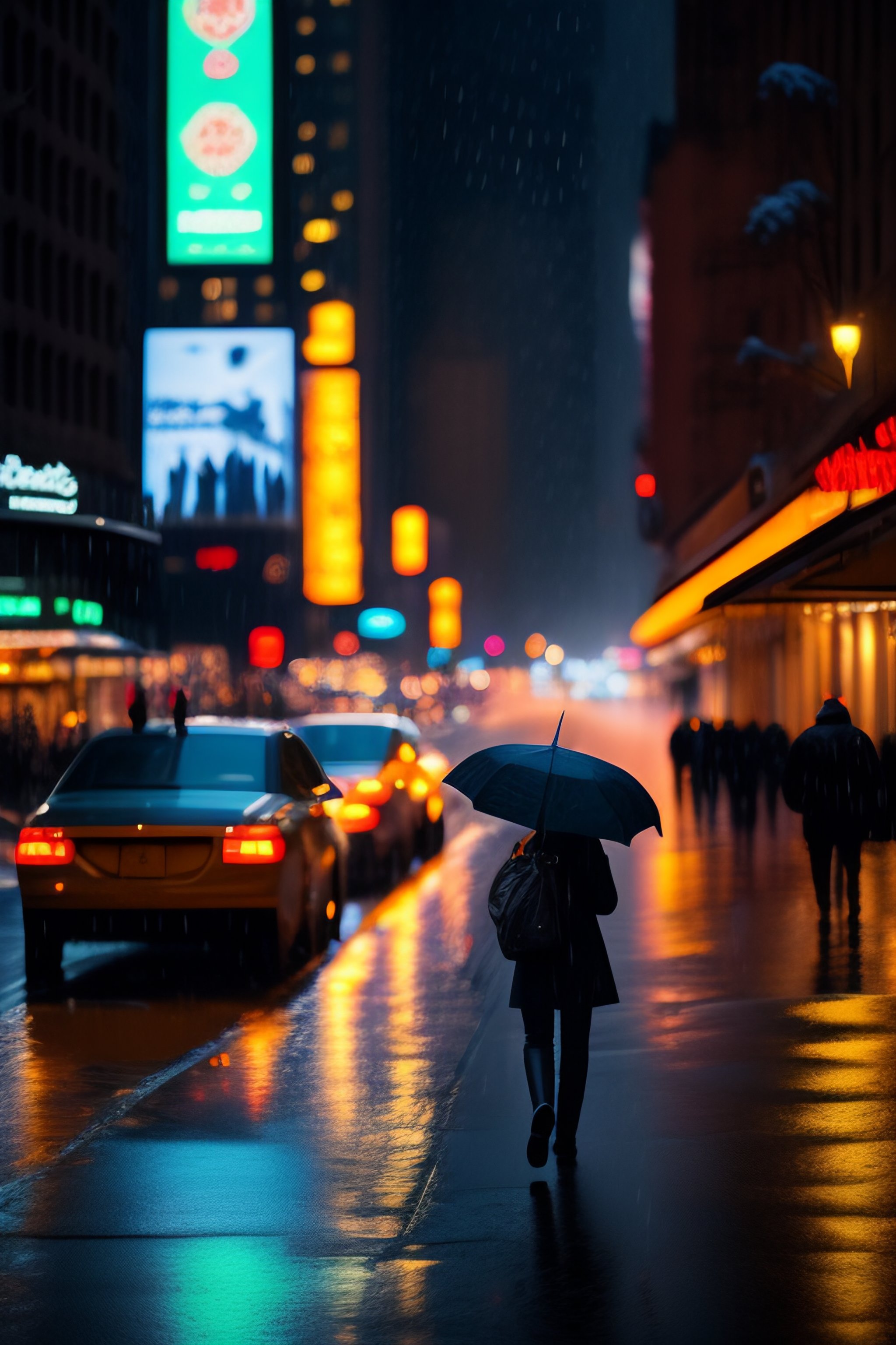 Lexica - Walk in rain midnight NewYork citty
