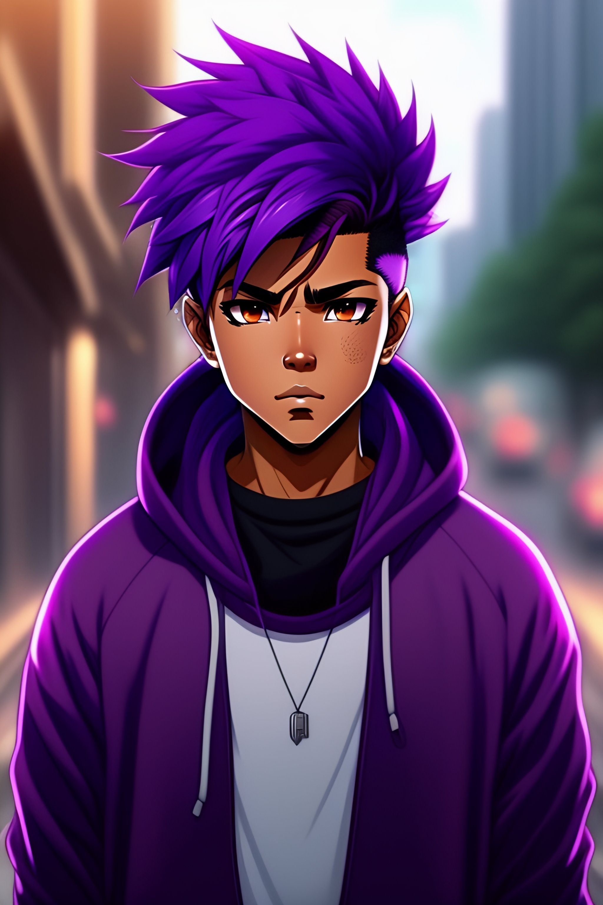 purple hair boy