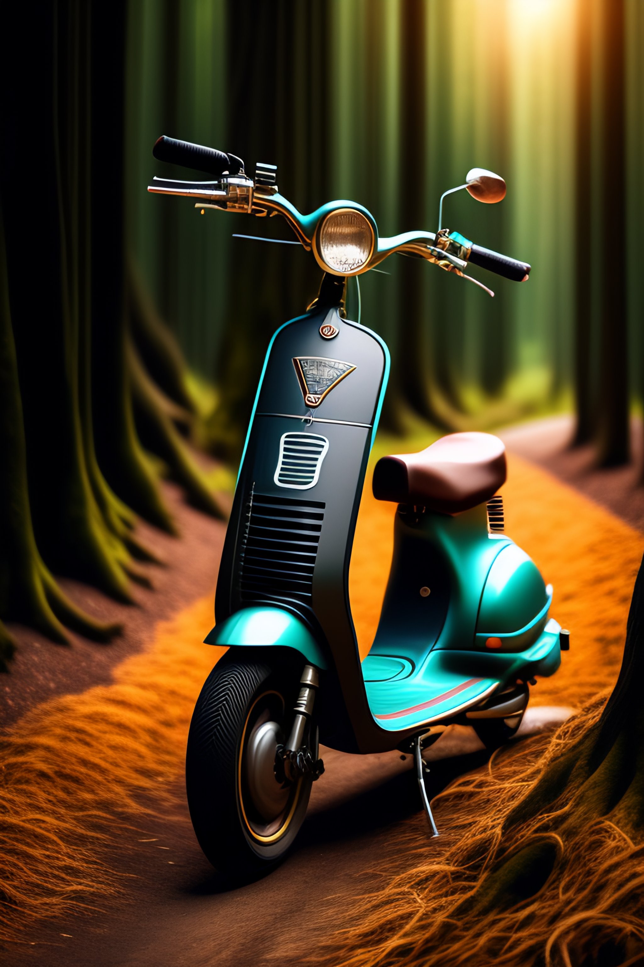 Lexica Motorbike, scooter, roots, wood, carbonfiber wicker