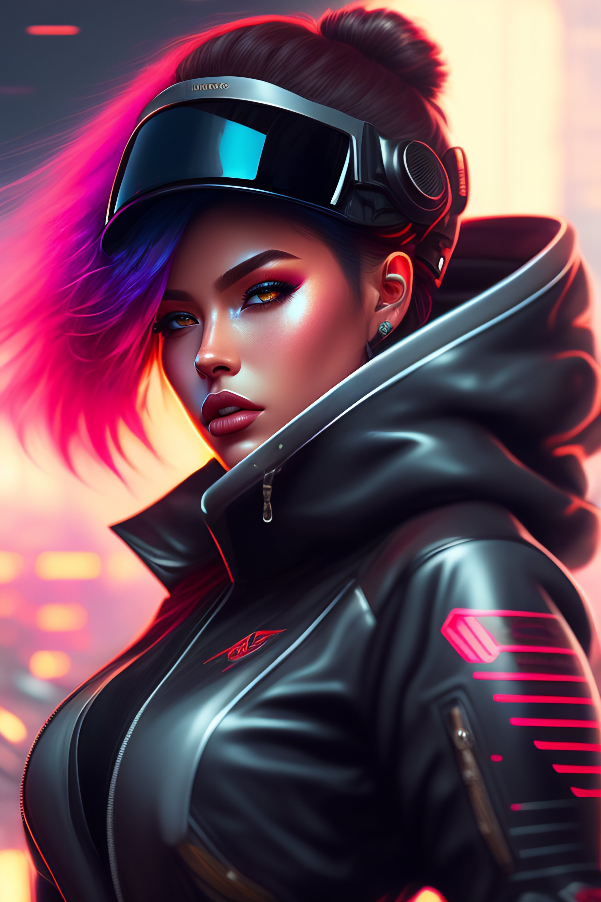 Lexica - Female rouge assassin riding a dirt bike, wearing cyberpunk ...