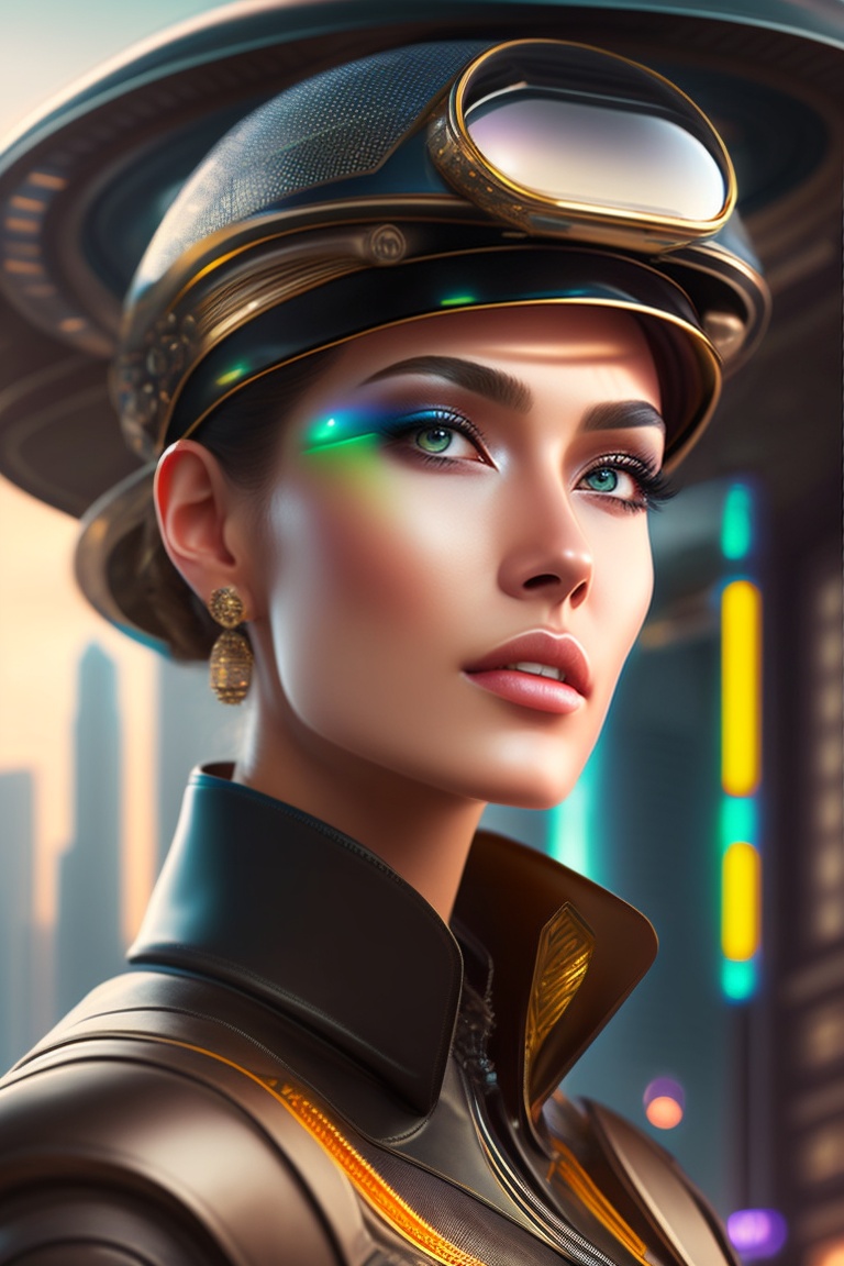 Lexica - Close up ufo, face of half AI and half human in futuristic ...